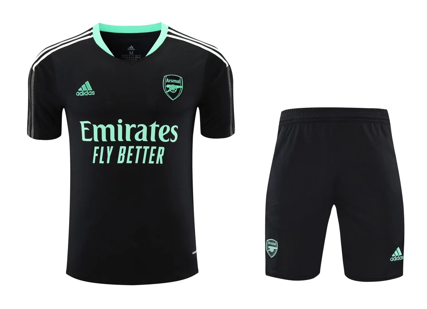 21-22 Arsenal Black Training Set--Short Sleeve and Short Pant Training Jersey - leoleo123123