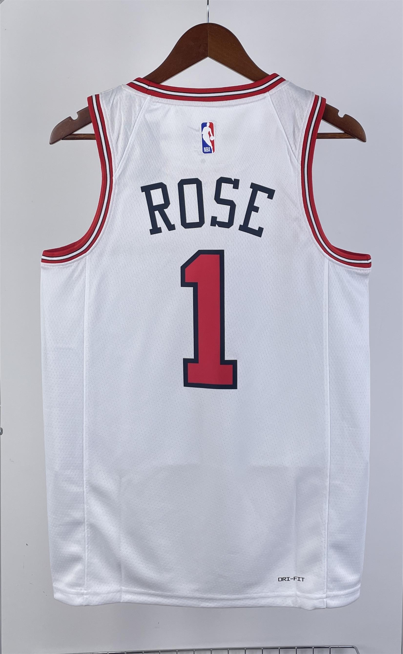 NBA Men 2023 Chicago Bulls White #1 ROSE Jersey High Quality Name and Number Print - leoleo123123