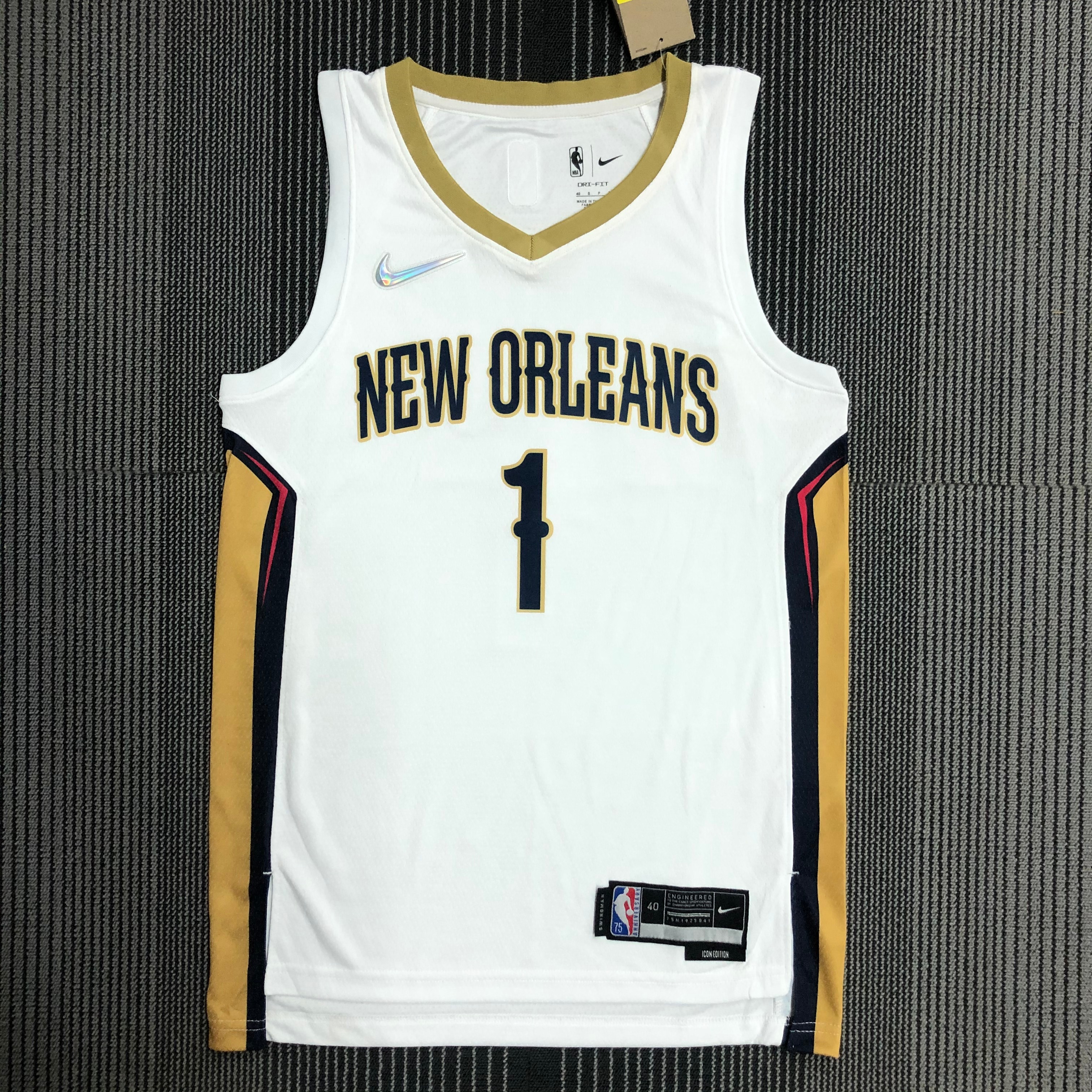NBA Men 75th Anniversary New Orleans Pelicans White #1 WILLIAMSON Jersey High Quality Name and Number Print - leoleo123123