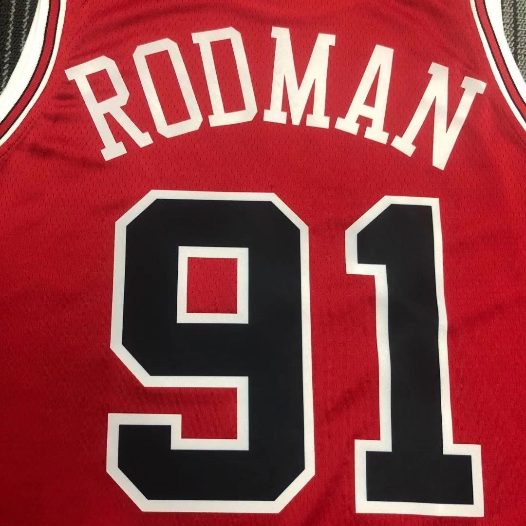 NBA Men Chicago Bulls Red #91 RODMAN Jersey High Quality Name and Number Print - leoleo123123