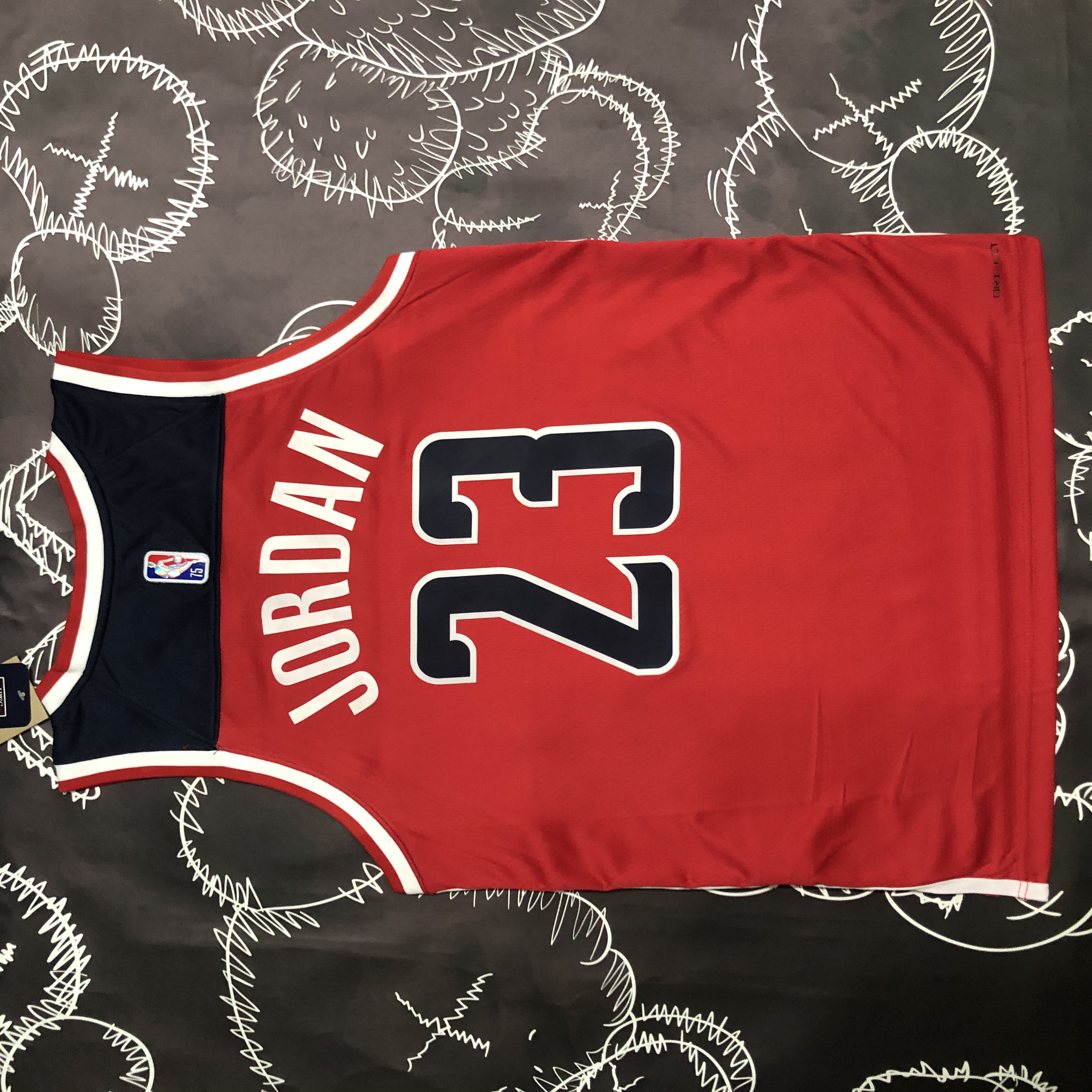 NBA Men 75th Anniversary Washington Wizards Red #23 JORDAN Jersey High Quality Name and Number Print - leoleo123123