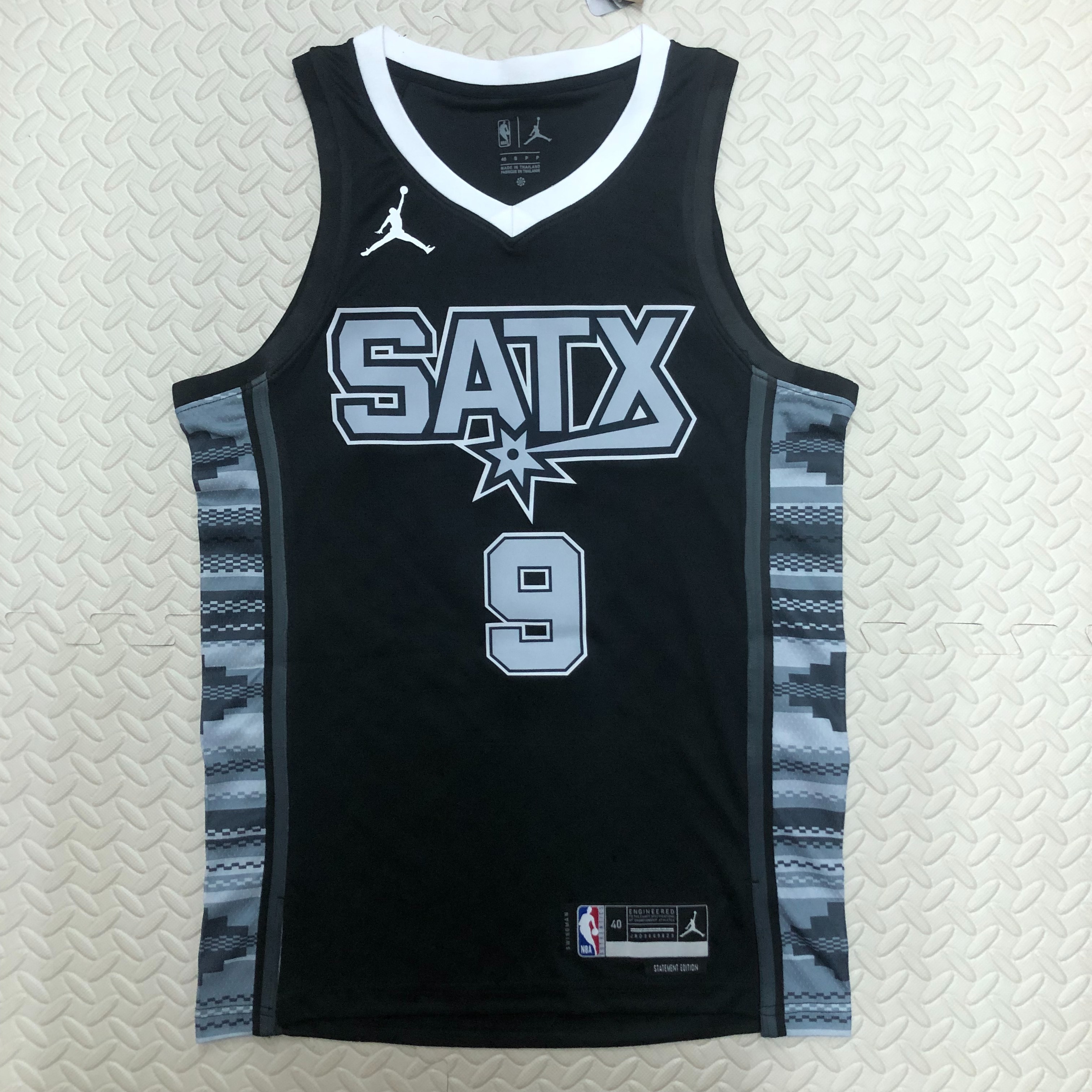 NBA Men Season 2023 San Antonio Spurs Black with Jordan Logo #9 PARKER Jersey High Quality Name and Number Print - leoleo123123