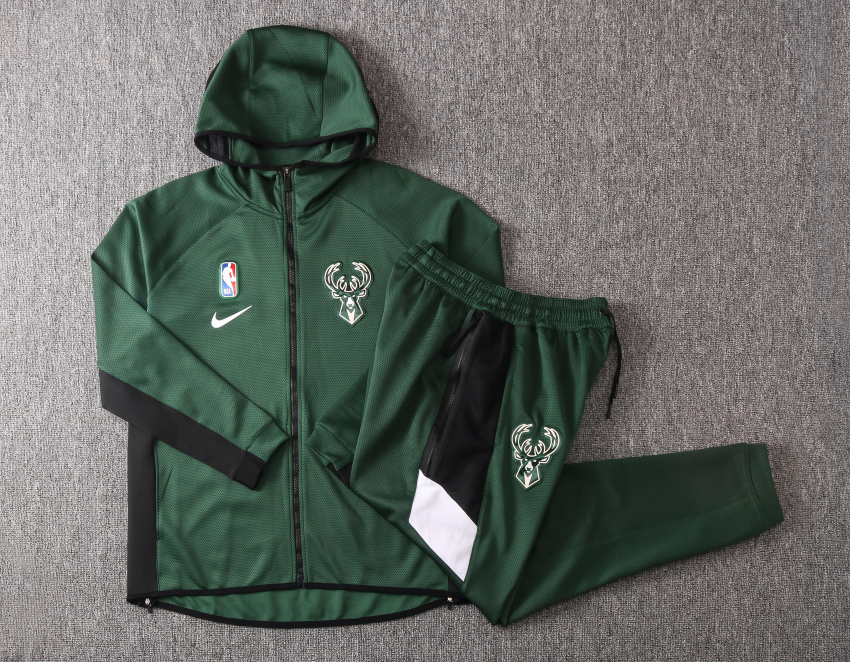 NBA Milwaukee Bucks Green with Cap Jacket Tracksuit High Quality - leoleo123123