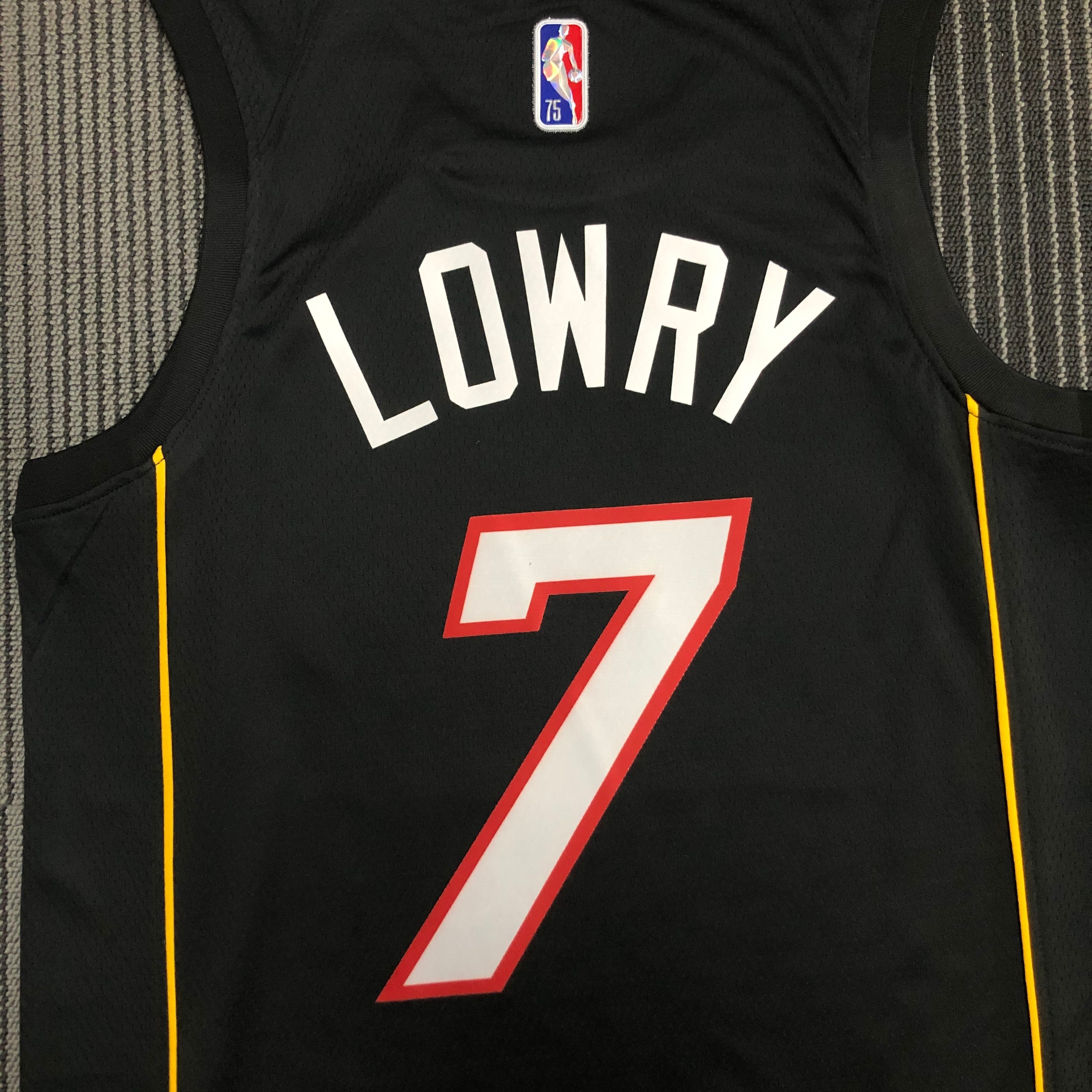 NBA Men 75th Anniversary Season 2022 Miami Heat Black #7 LOWRY Jersey High Quality Name and Number Print - leoleo123123