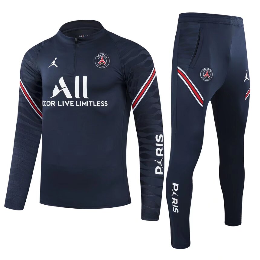 21/22 PSG Jordan Dark Blue Sweater Tracksuit with Zipper Thai Quality - leoleo123123