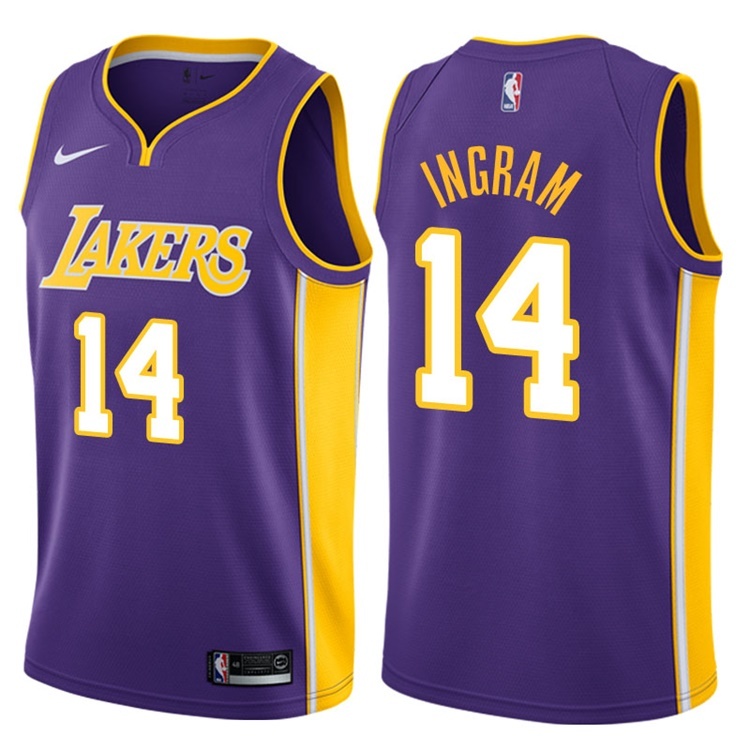 NBA Men Los Angeles Lakers Purple #14 INGRAM V-neck Jersey High Quality Name and Number Print - leoleo123123