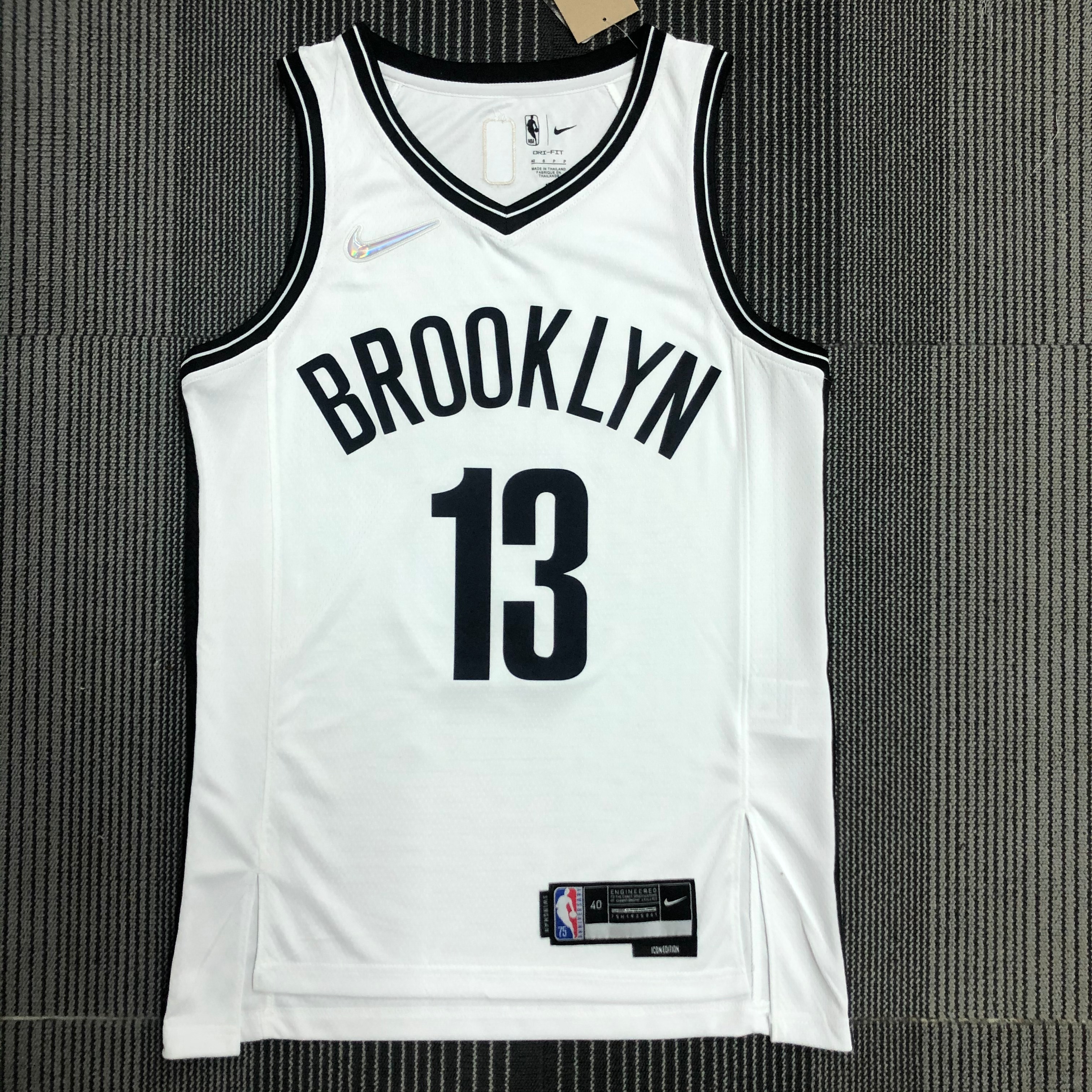 NBA Men 75th Anniversary Brooklyn Nets White #13 HARDEN Jersey High Quality Name and Number Print - leoleo123123