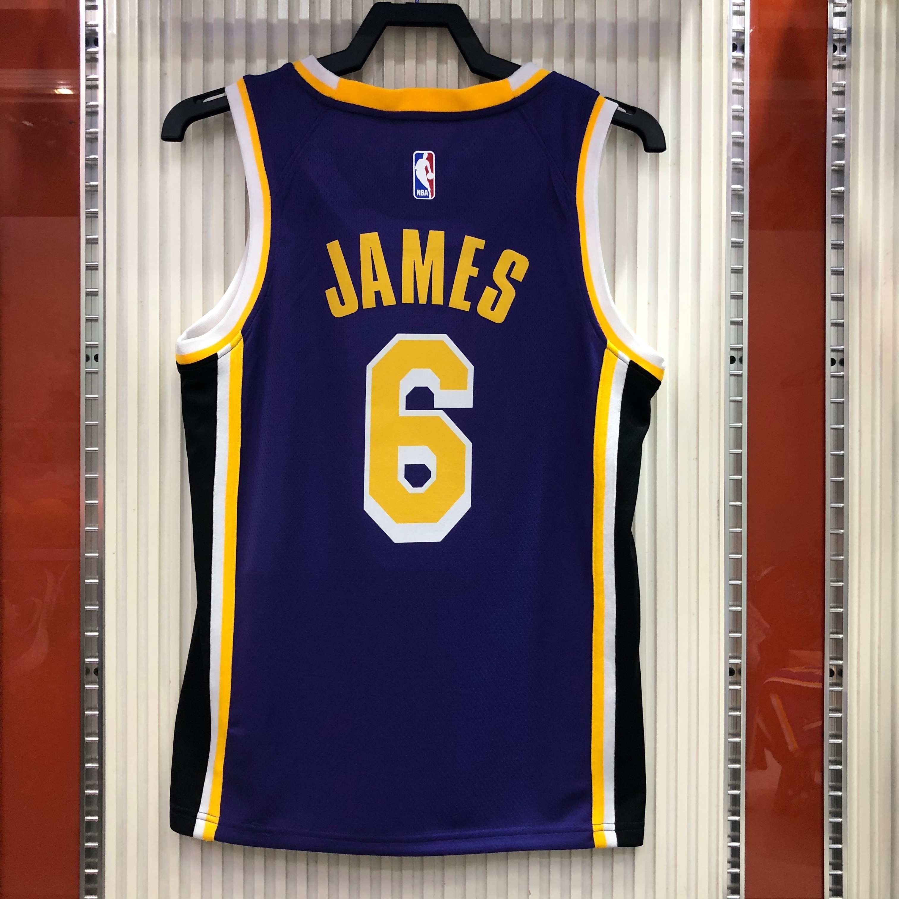 NBA Men Season 2021 Los Angeles Lakers #6 JAMES Purple Round Neck with Jordan logo Jersey High Quality Name and Number Print - leoleo123123