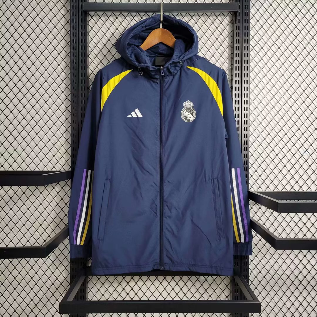 23/24 Real Madrid Blue Windbreaker Jacket Thai Quality - leoleo123123