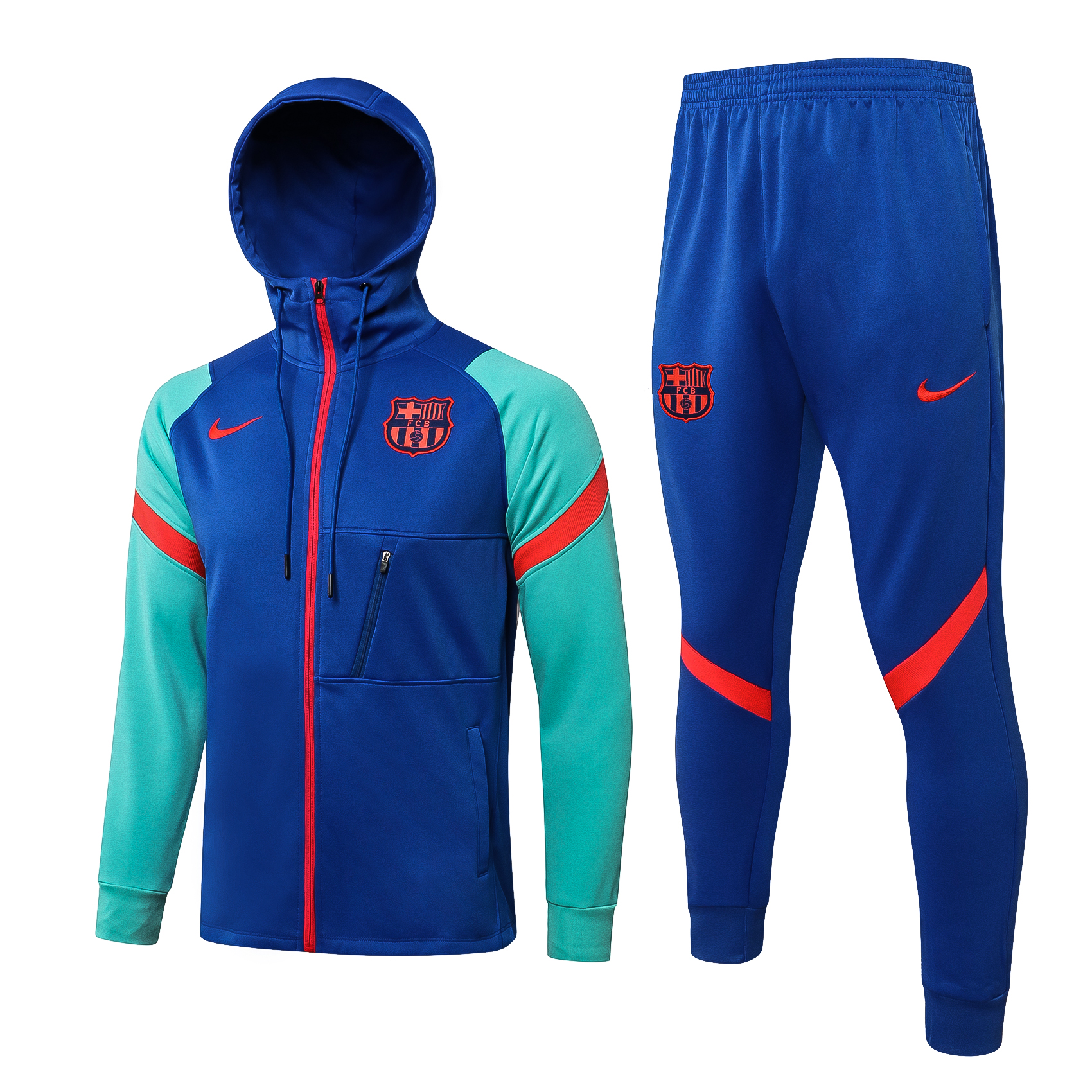 21/22 Barcelona Blue Jacket Tracksuit with Cap Thai Quality - leoleo123123