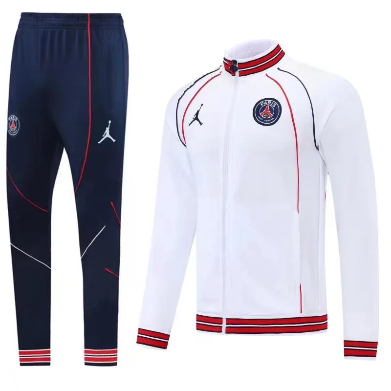 22-23 PSG White with Red Lines Jacket Tracksuit Thai Quality - leoleo123123