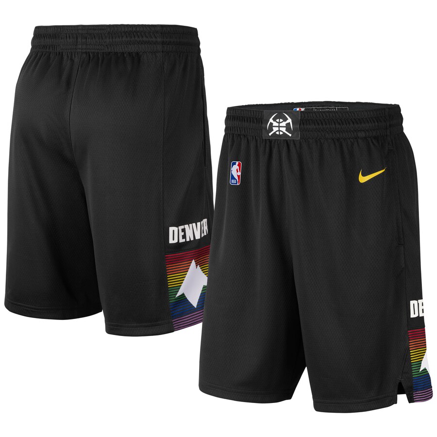 NBA Men Denver Nuggets Black City Pant Short High Quality Name and Number Print - leoleo123123