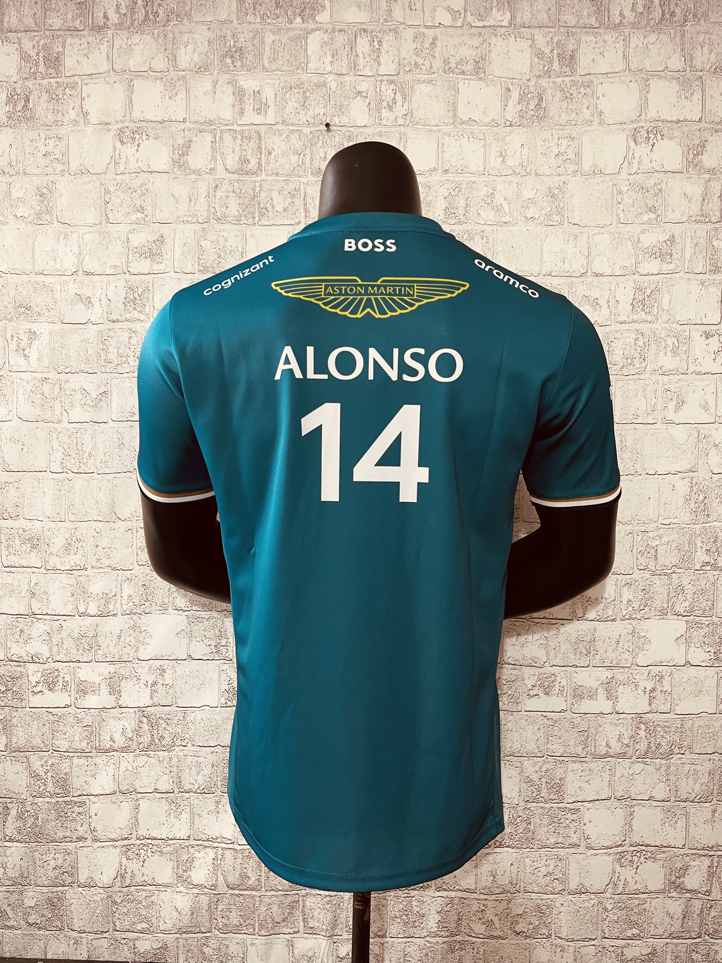 2023 Aston Martin Cognizant F1 Team Round Collar With ALONSO 14 T-Shirt - leoleo123123