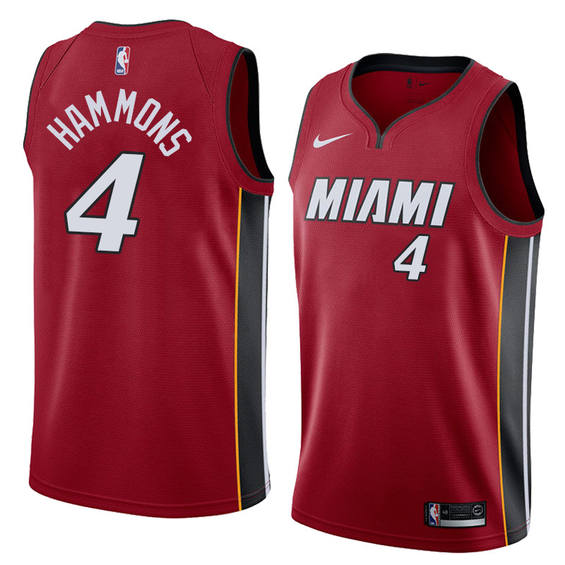 NBA Men Miami Heat Red #4 HAMMONS Jersey High Quality Name and Number Print - leoleo123123