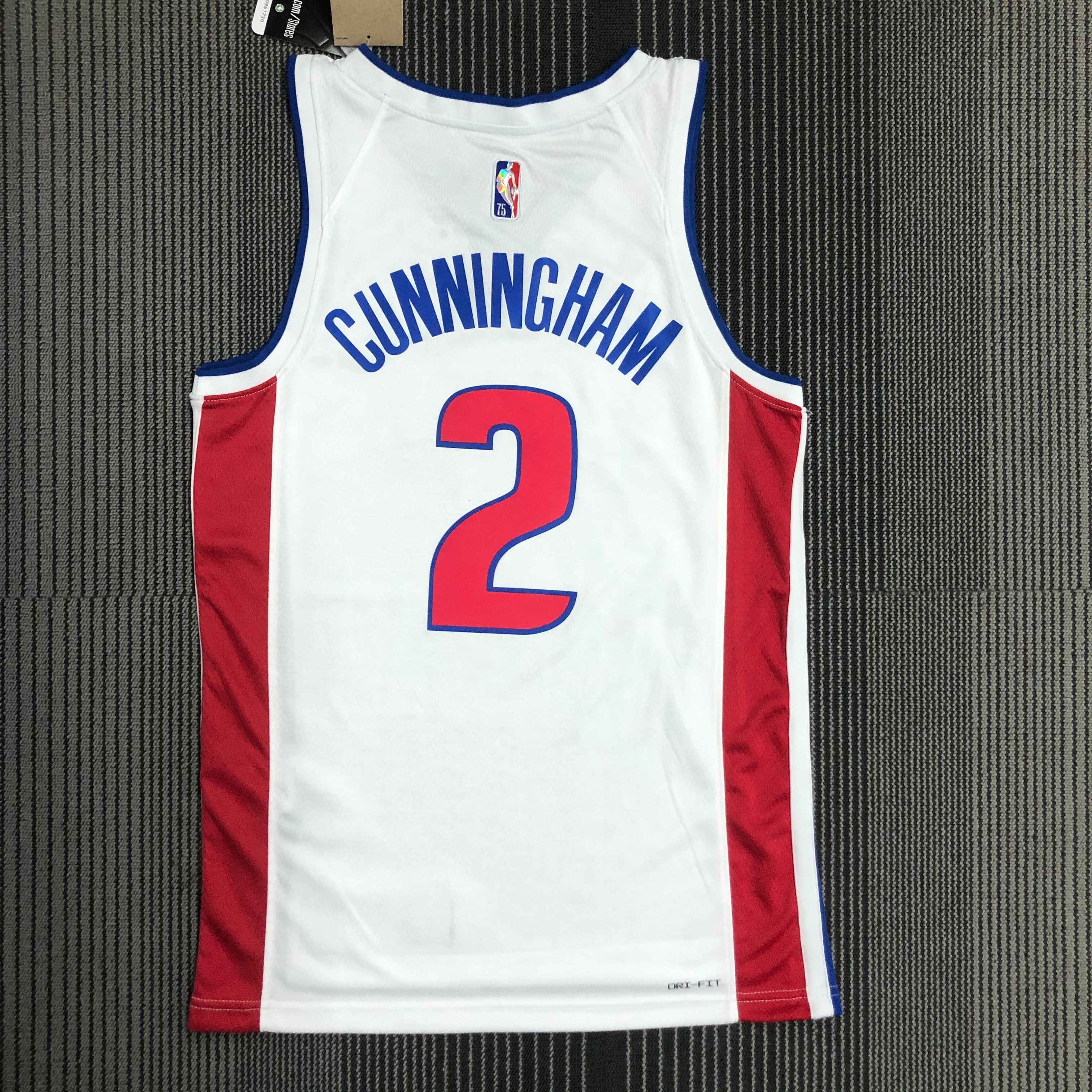 NBA 75th Anniversary Detroit Pistons White #2 CUNNINGHAM Jersey High Quality Name and Number Print - leoleo123123