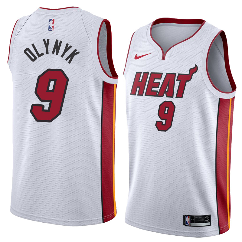 NBA Men Miami Heat White #9 OLYNYK Jersey High Quality Name and Number Print - leoleo123123