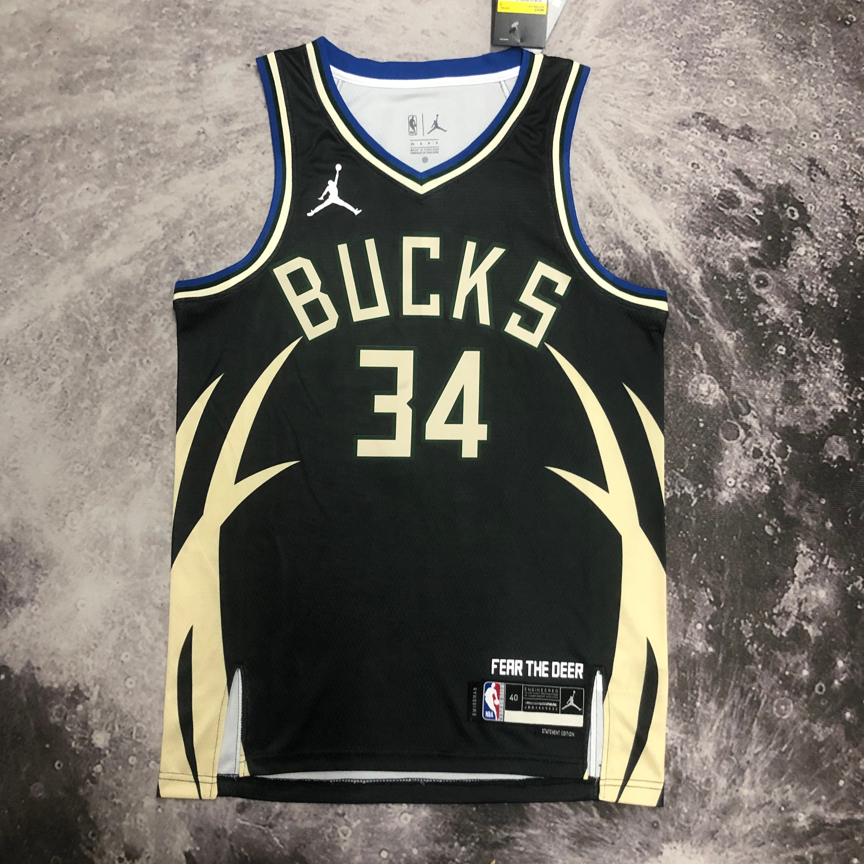 NBA Men 2023 Milwaukee Bucks Black with Jordan Logo #34 ANTETOKOUNMPO Jersey High Quality Name and Number Print - leoleo123123