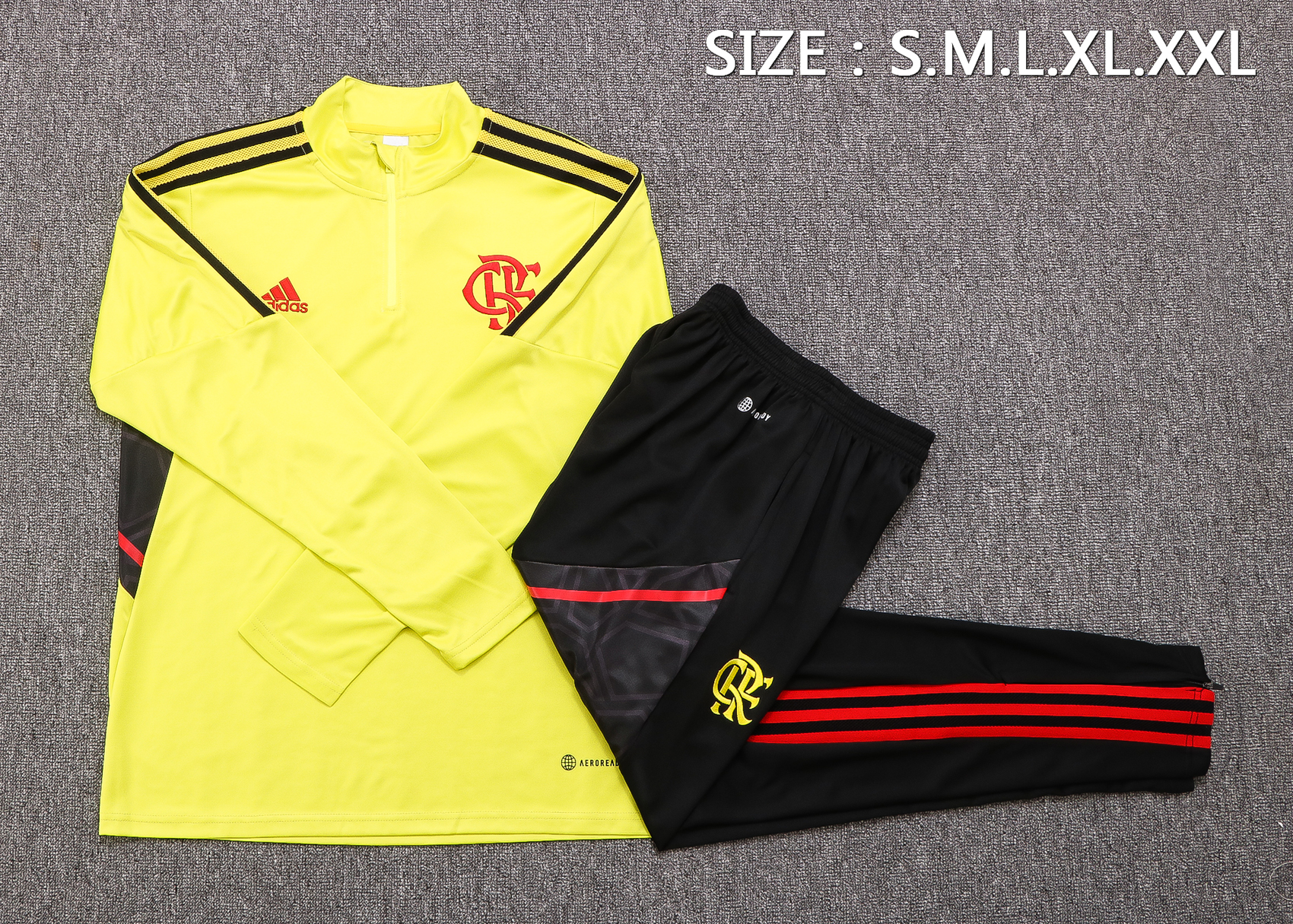 22-23 Flamengo Yellow with Zipper Sweater Tracksuit Thai Quality - leoleo123123