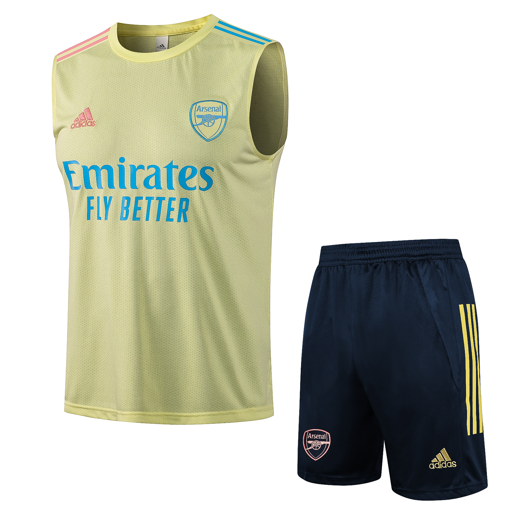 21/22 Arsenal Light Yellow Vest Training Set--Vest and Short Pant Training Tracksuit - leoleo123123