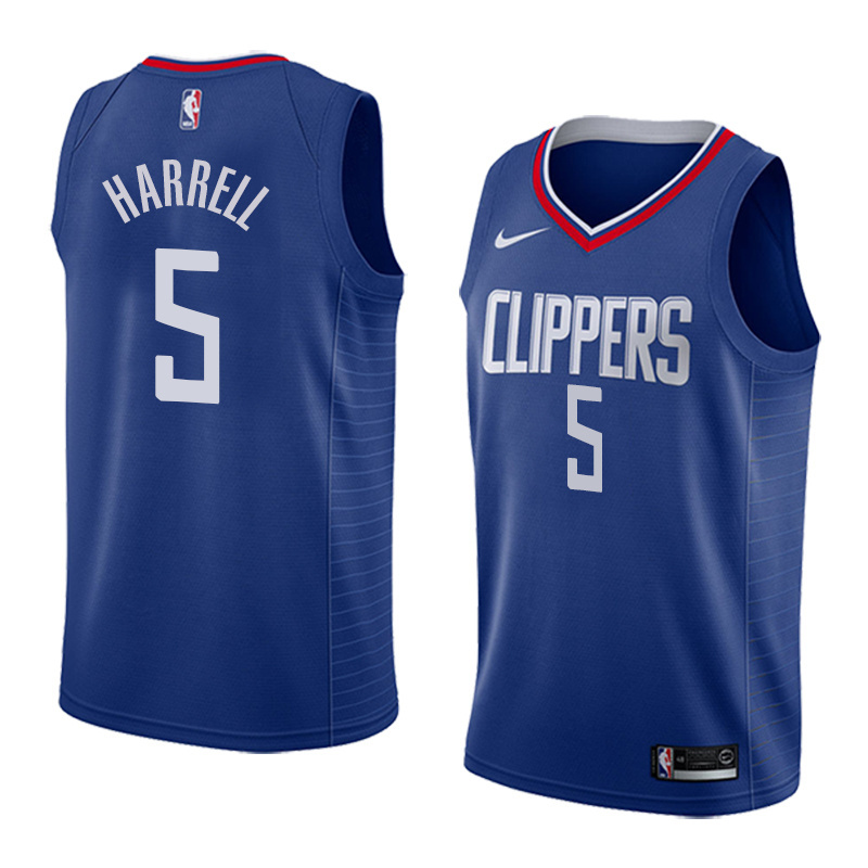 NBA Men Los Angeles Clippers Blue #5 HARRELL Jersey High Quality Name and Number Print - leoleo123123