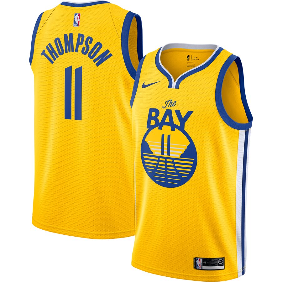 NBA Men Golden State Warriors 19-20 Season Yellow #11 THOMPSON Jersey High Quality Name and Number Print - leoleo123123