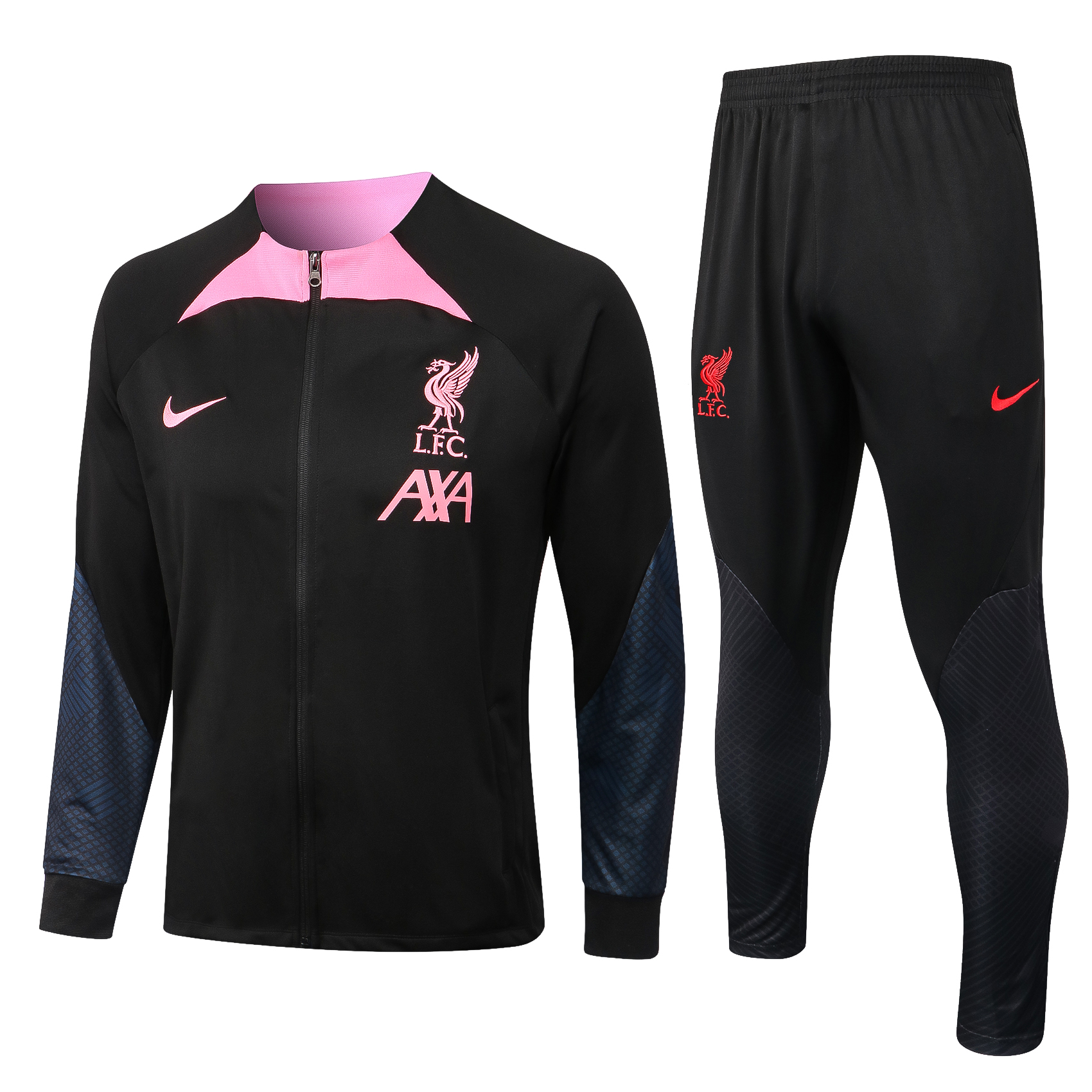 22/23 Liverpool Black with Pink Collar Jacket Tracksuit Thai Quality - leoleo123123