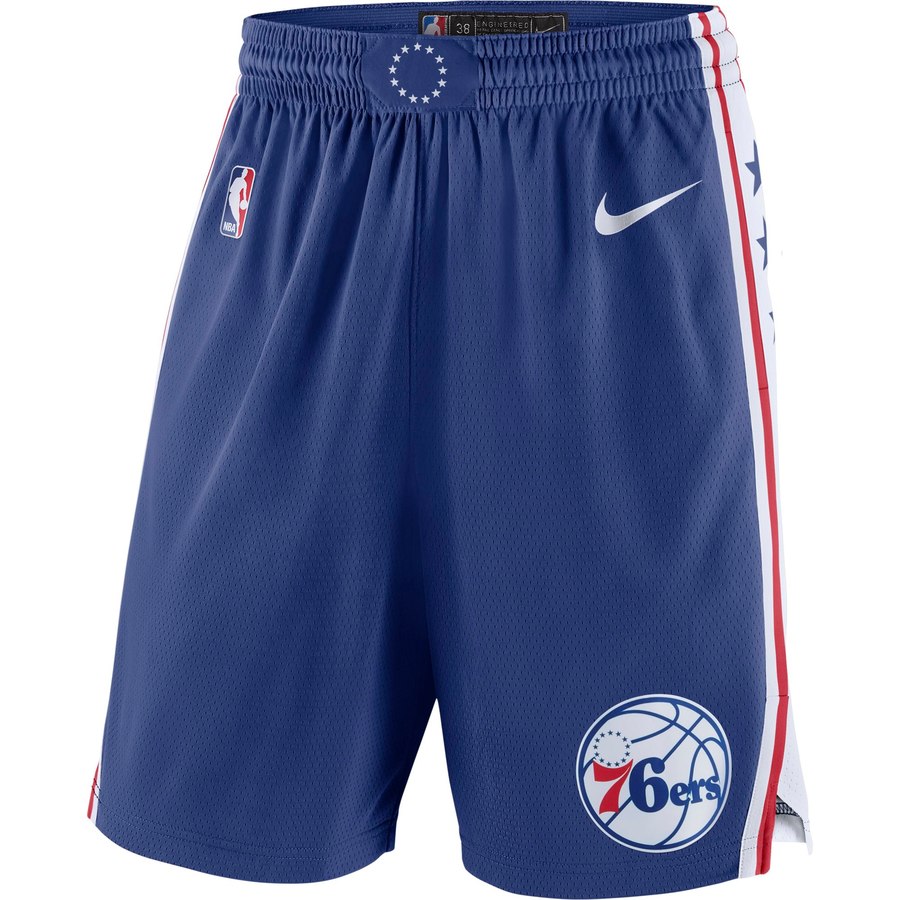 NBA Men Philadelphia 76ers Blue Pant Short High Quality Name and Number Print - leoleo123123