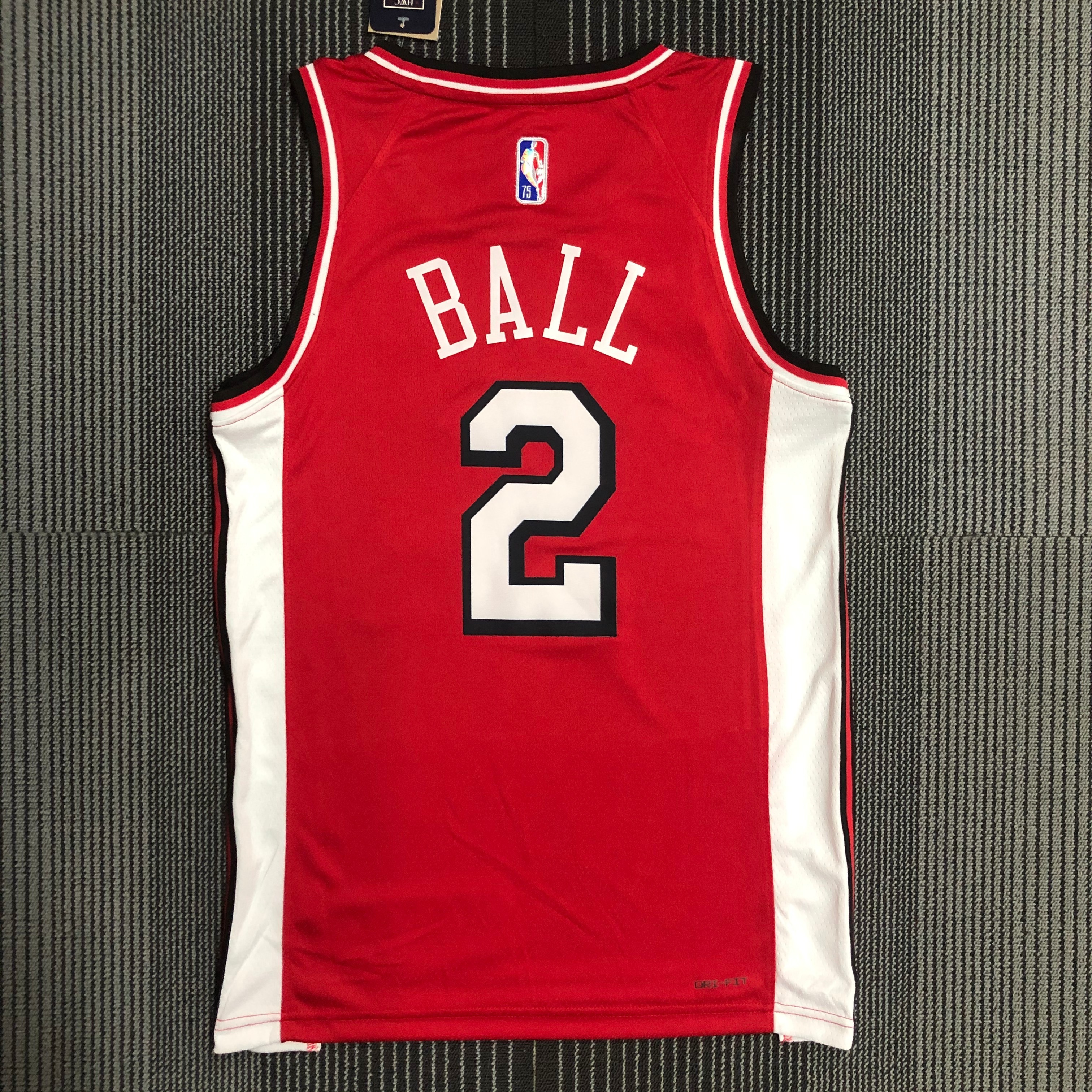 NBA Men 75th Anniversary Season 2022 Chicago Bulls Red #2 BALL Jersey High Quality Name and Number Print - leoleo123123