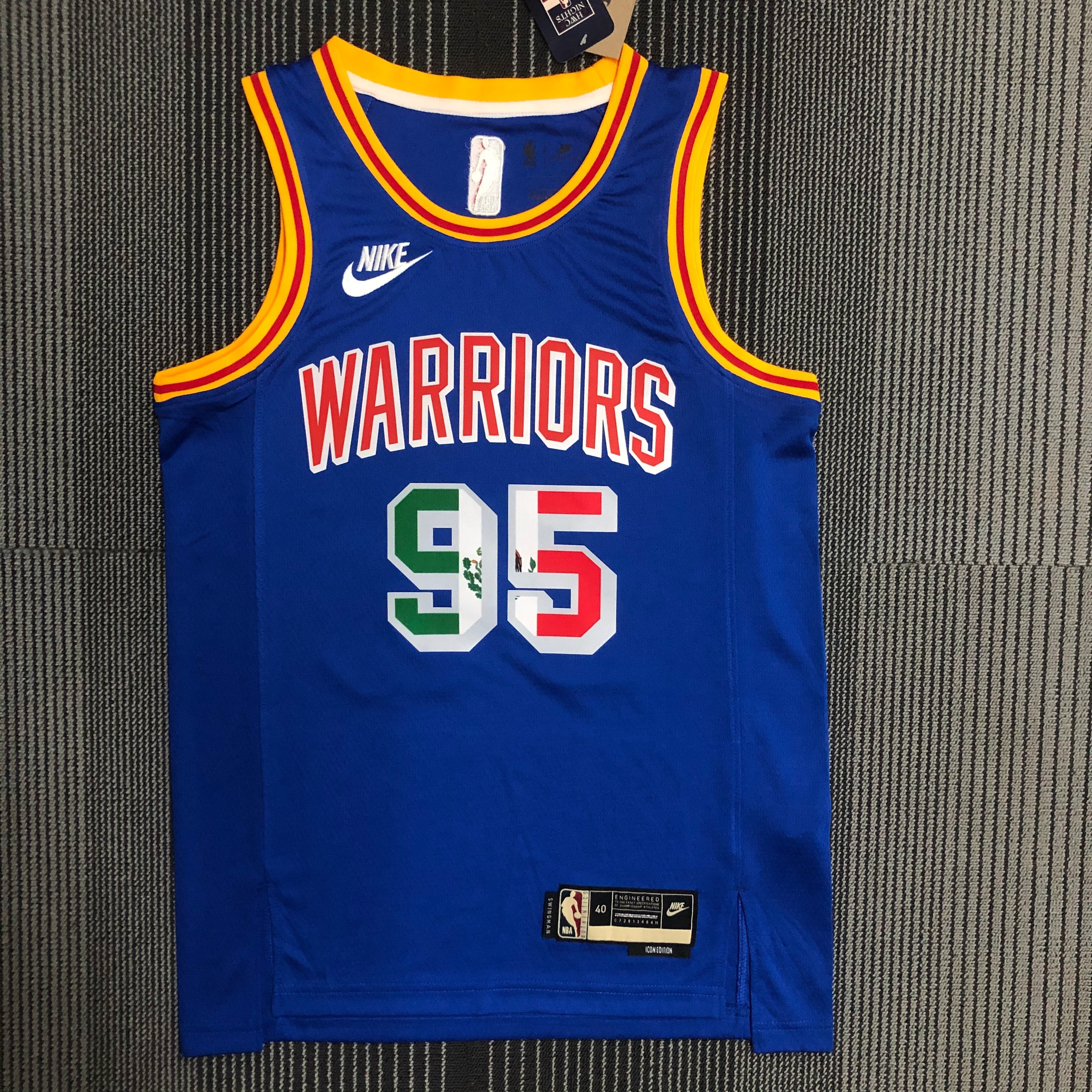 NBA Men Season 2022 Golden State Warriors Mexico Version Retro Blue #95 TOSCANO Jersey High Quality Name and Number Print - leoleo123123