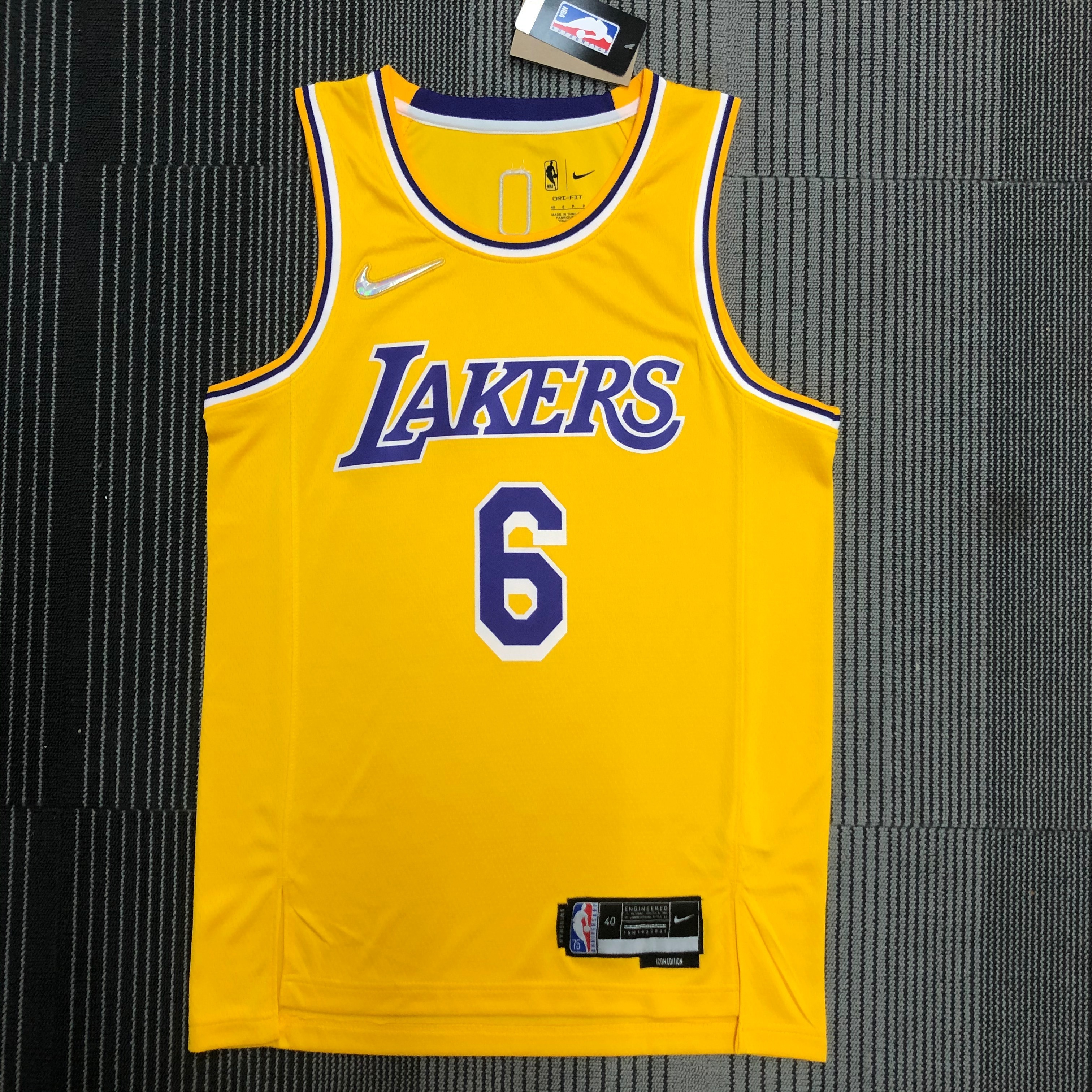 NBA 75th Anniversary Los Angeles Lakers Yellow Round Neck #6 JAMES Jersey High Quality Name and Number Print - leoleo123123