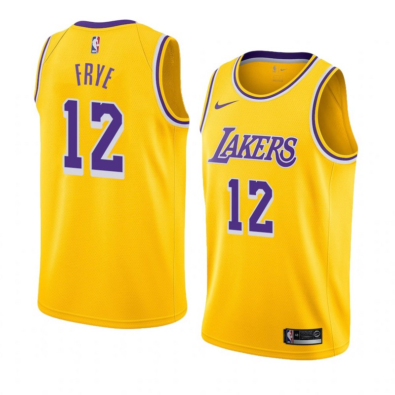 NBA Men Los Angeles Lakers Retro Yellow Round Neck #12 FRYE Jersey High Quality Name and Number Print - leoleo123123