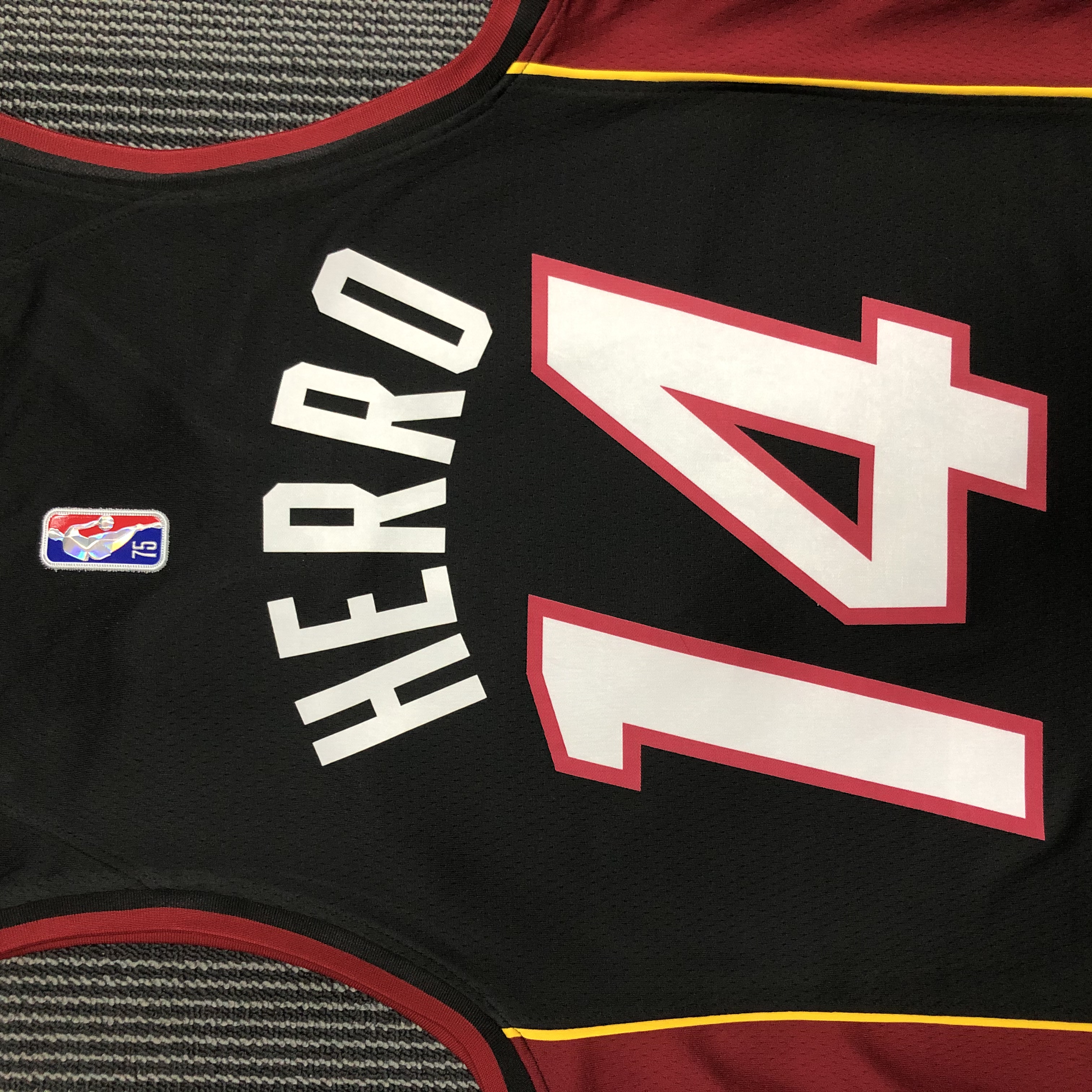 NBA Men 75th Anniversary Miami Heat Black #14 HERRO Jersey High Quality Name and Number Print - leoleo123123