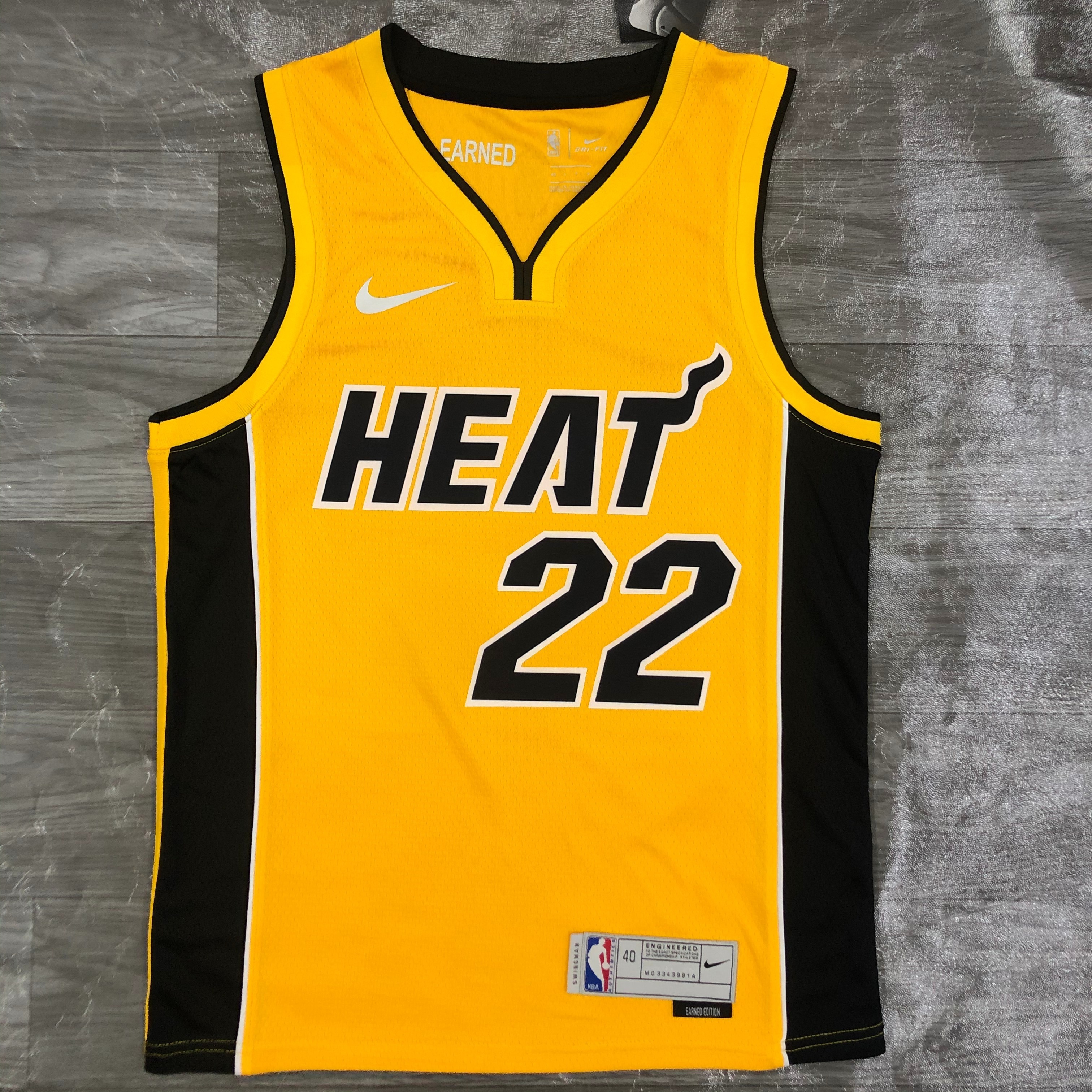 NBA Men Season 2021 Miami Heat Yellow Award Version #22 BUTLER Jersey High Quality Name and Number Print - leoleo123123