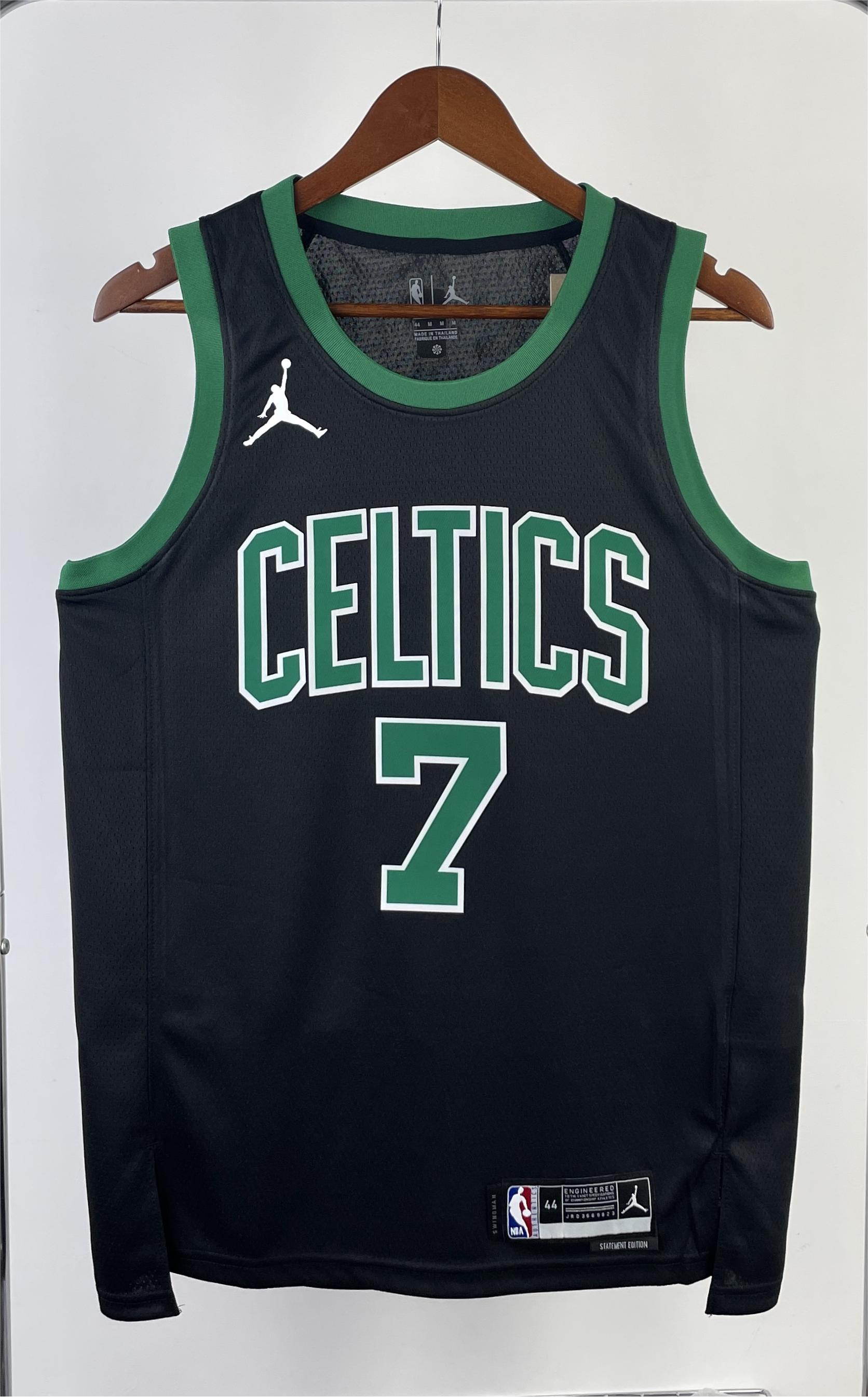 NBA Men Season 2023 Boston Celtics Black with Jordan Logo #7 BROWN Jersey High Quality Name and Number Print - leoleo123123