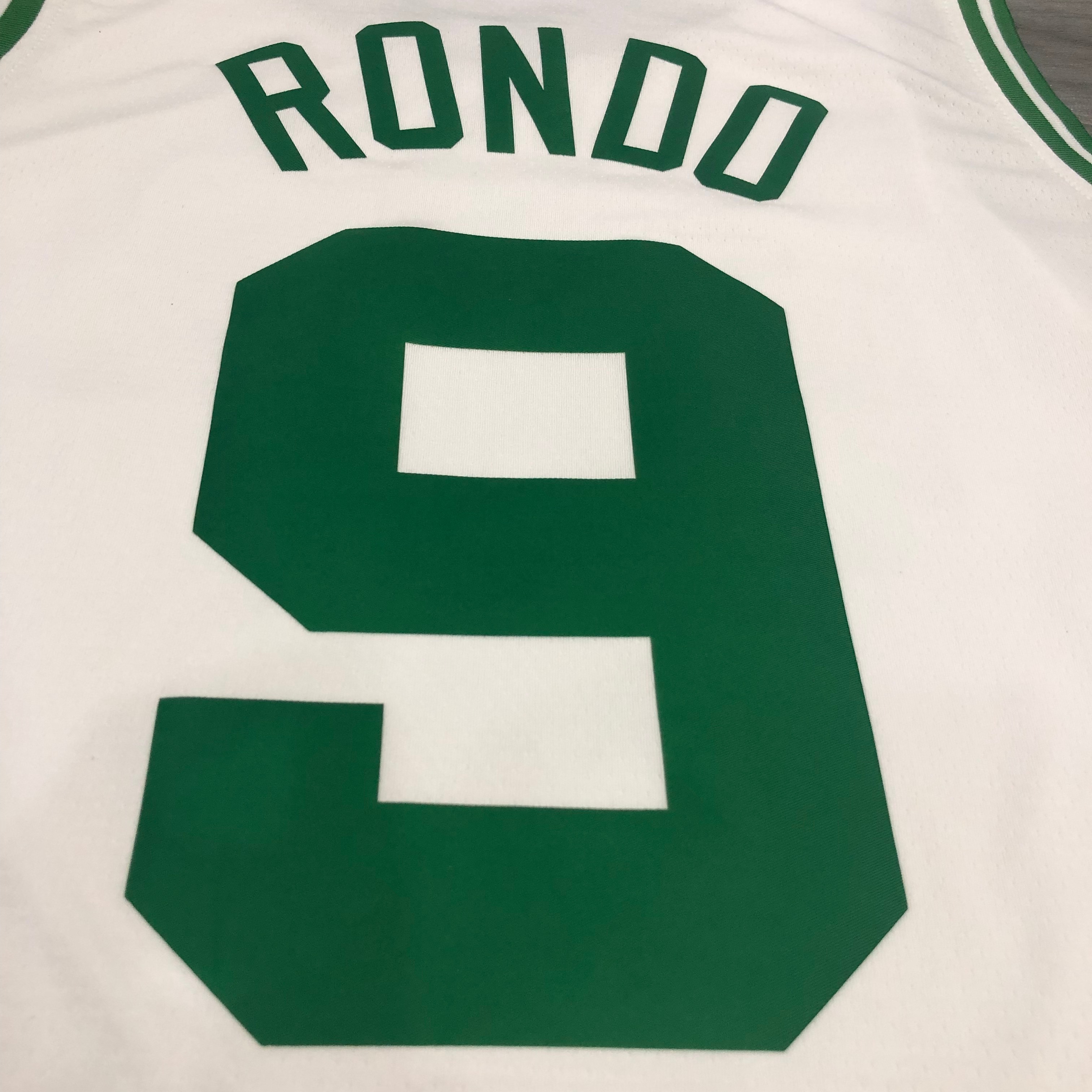 NBA Boston Celtics Retro White with Green Name #9 RONDO Jersey High Quality Name and Number Print - leoleo123123