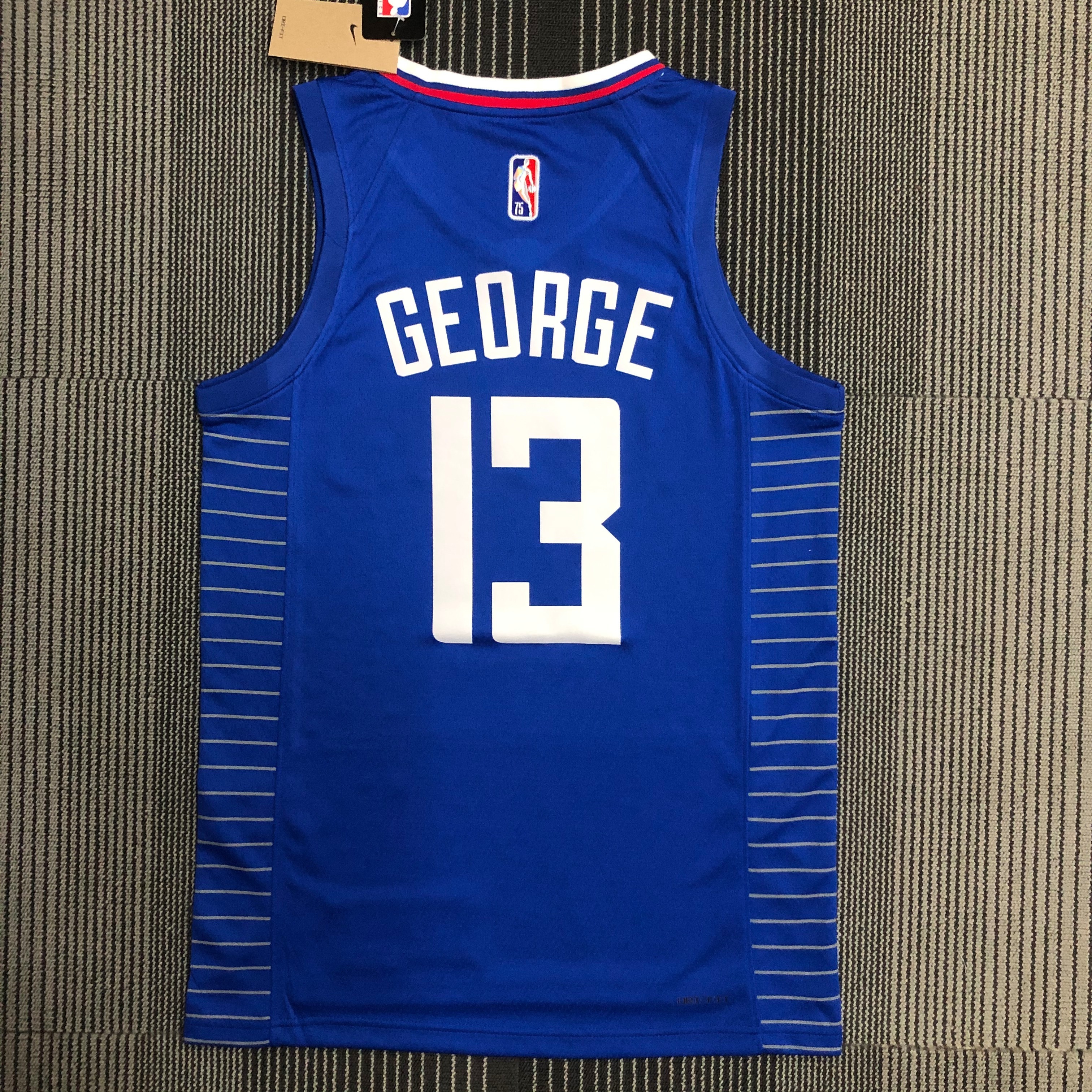 NBA Men 75th Anniversary Los Angeles Clippers Blue #13 GEORGE Jersey High Quality Name and Number Print - leoleo123123