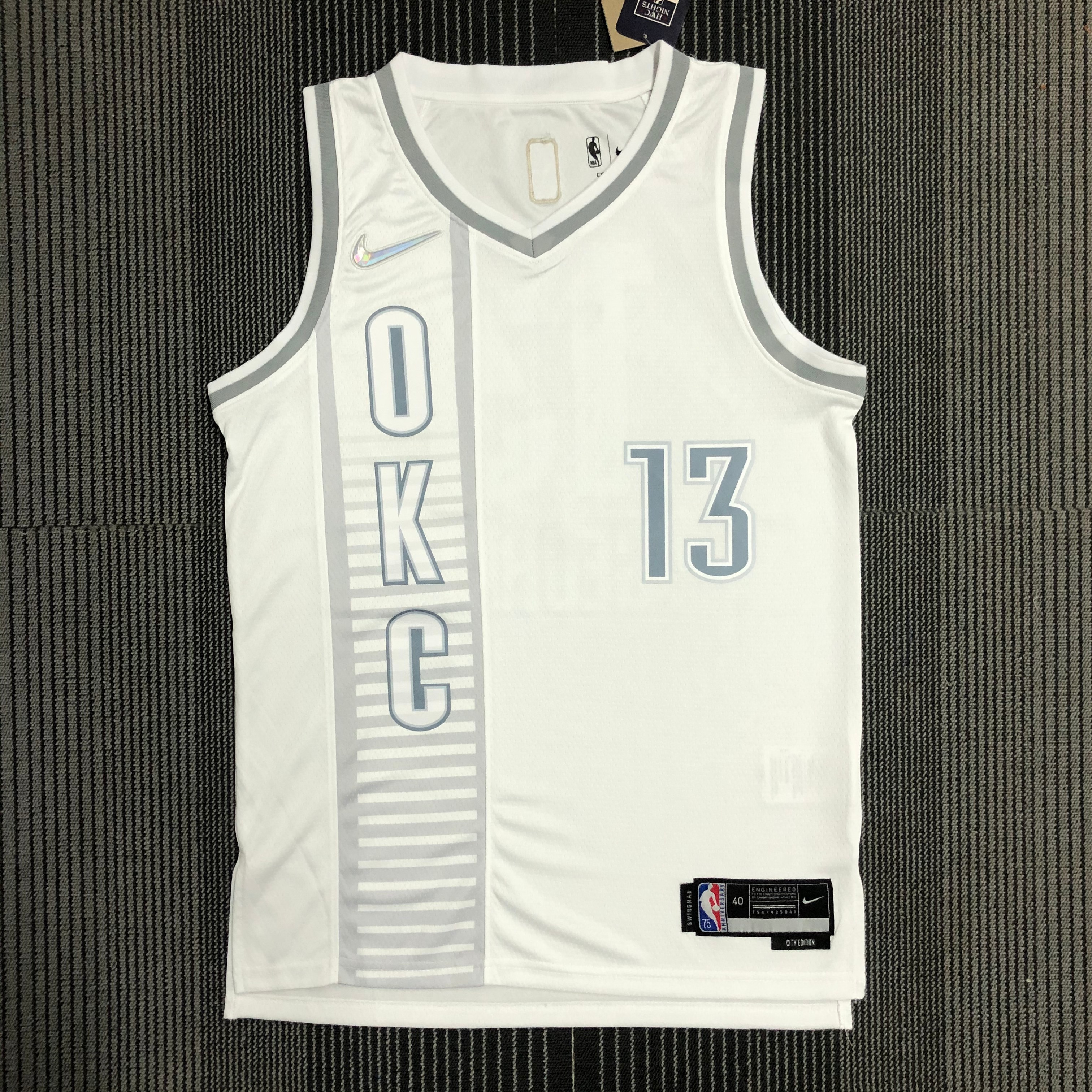 NBA Men 75th Anniversary Oklahoma City Thunder City Version White #13 GEORGE Jersey High Quality Name and Number Print - leoleo123123