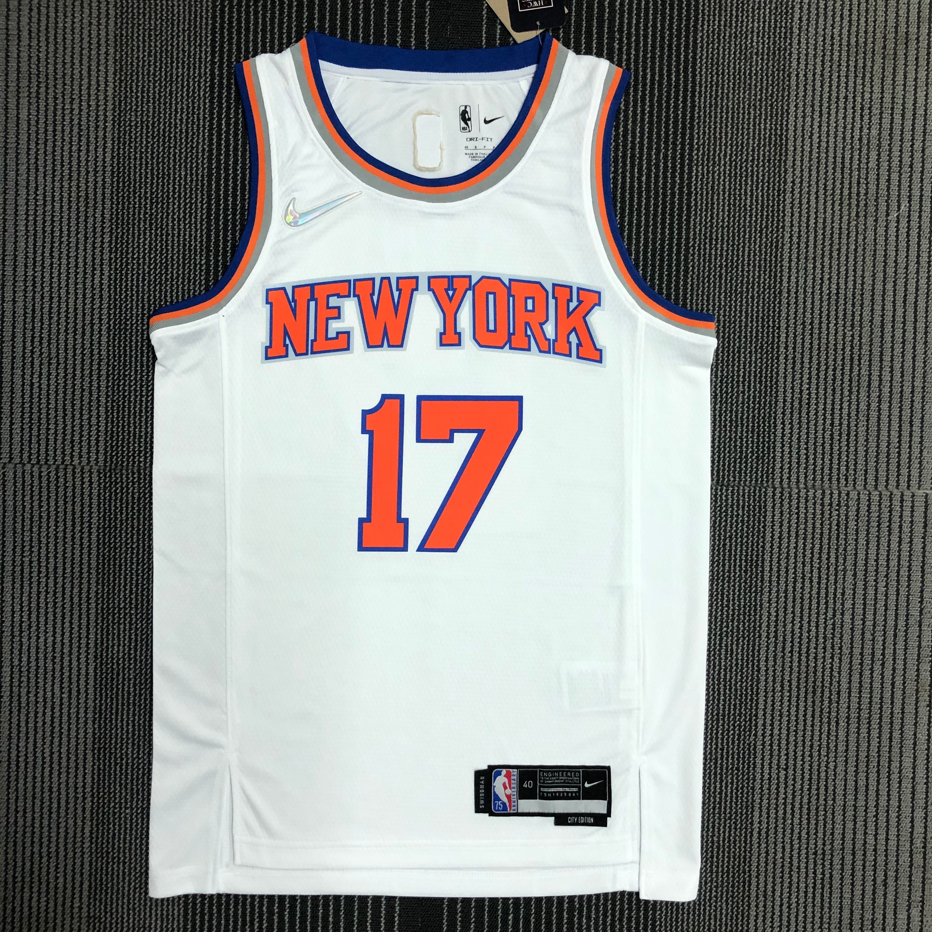 NBA Men 75th Anniversary New York Knicks White #17 LIN Jersey High Quality Name and Number Print - leoleo123123