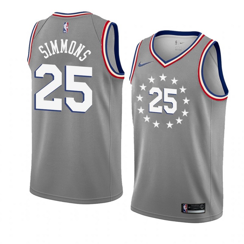 NBA Men Philadelphia 76ers Grey City #25 SIMMONS Jersey High Quality Name and Number Print - leoleo123123