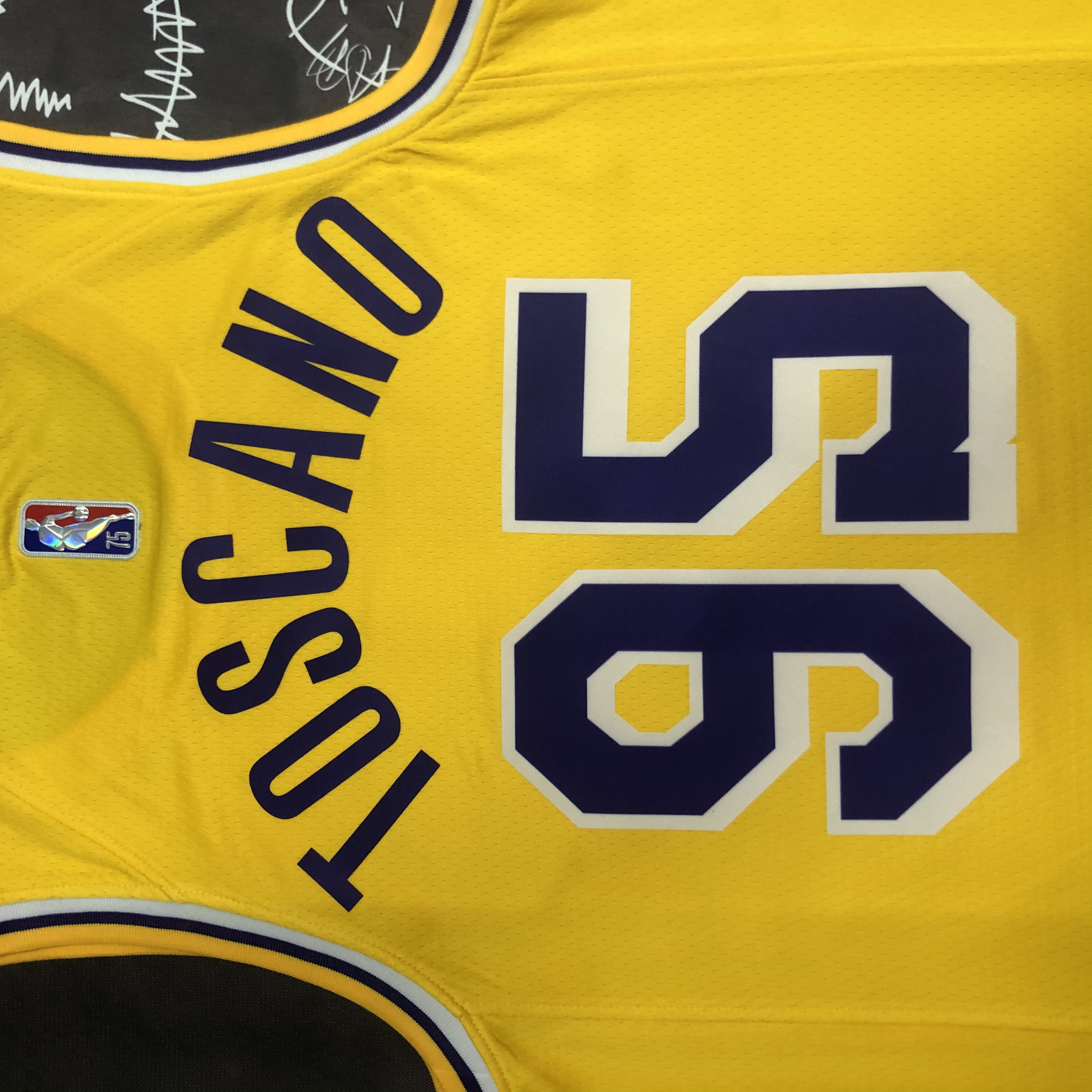 NBA 75th Anniversary Los Angeles Lakers Yellow Round Neck #95 TOSCANO Jersey High Quality Name and Number Print - leoleo123123