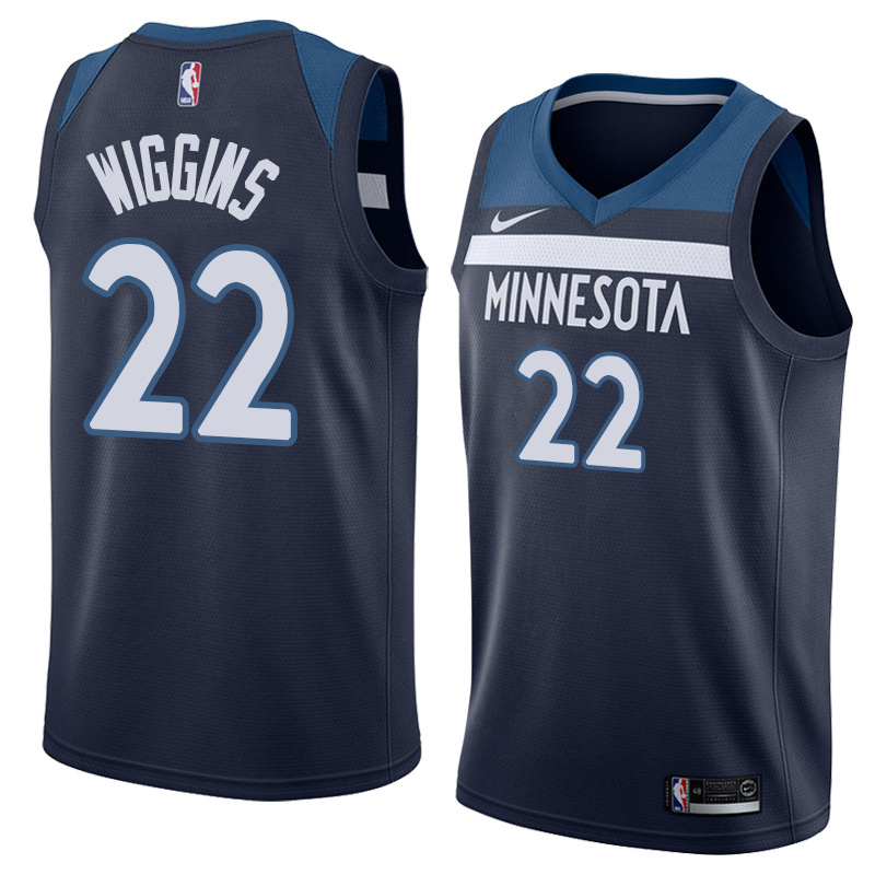 NBA Men Minnesota Timberwolves Dark Blue #22 WIGGINS Jersey High Quality Name and Number Print - leoleo123123