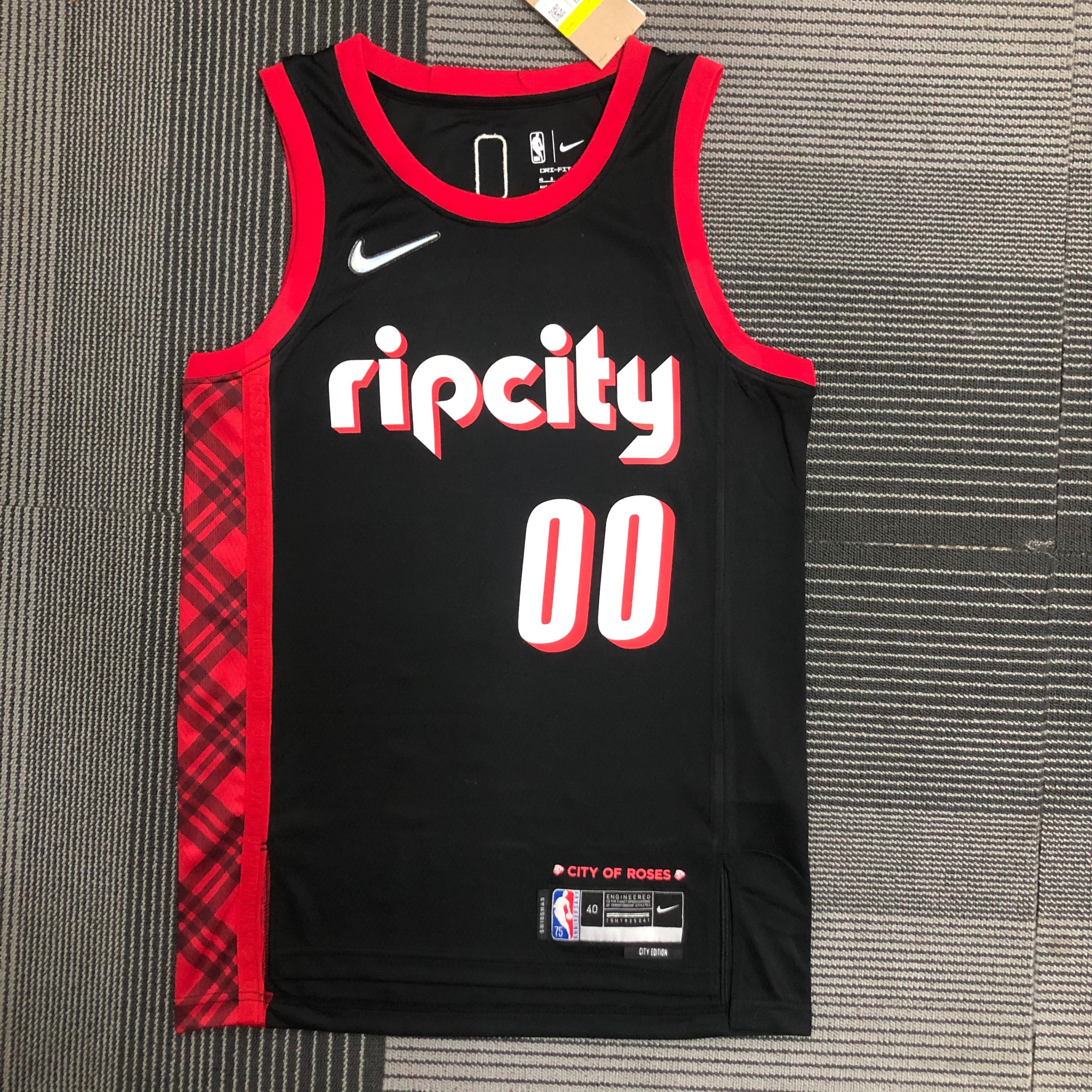 NBA 75th Anniversary Season 2022 Portland Trail Blazers Black #00 ANTHONY Jersey High Quality Name and Number Print - leoleo123123