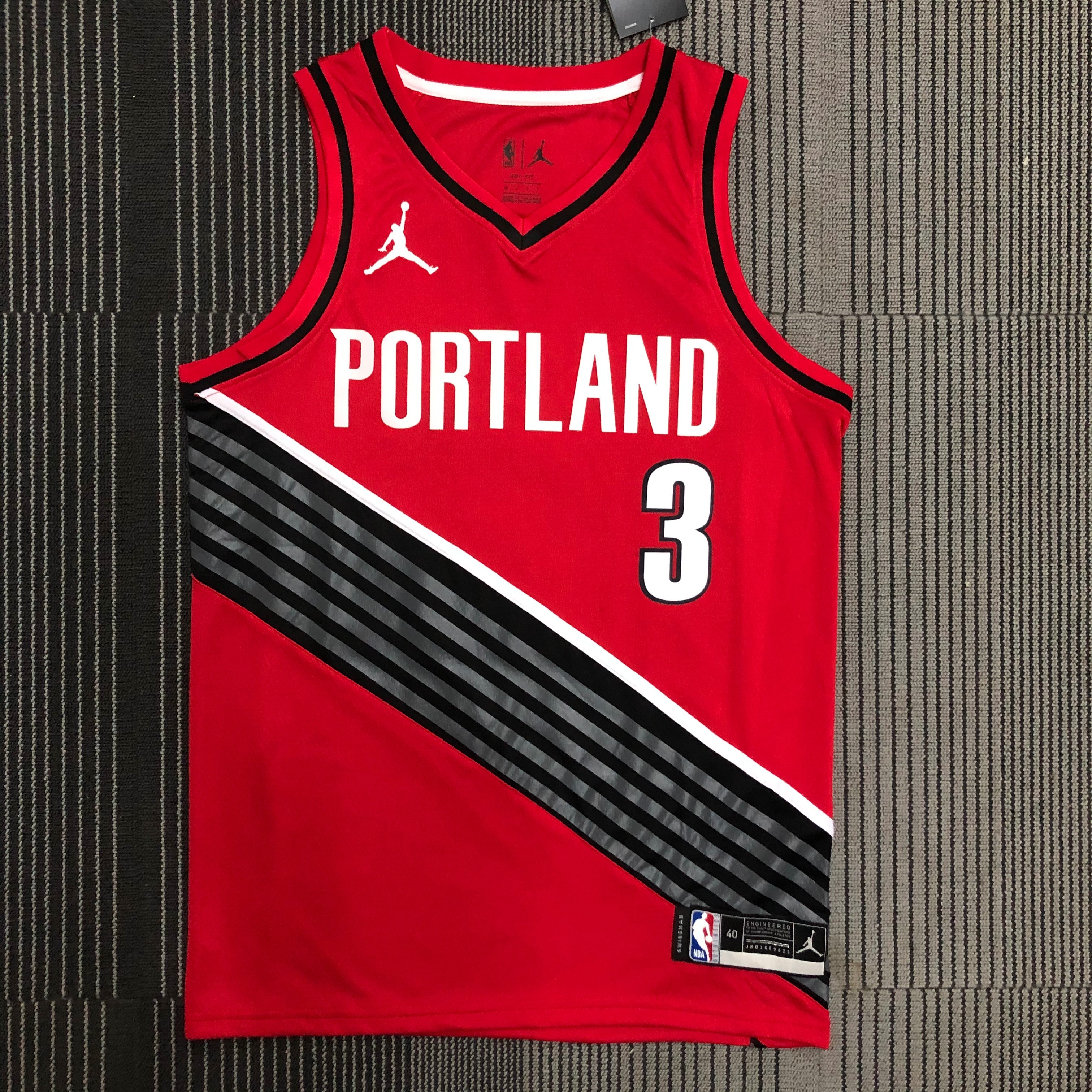 NBA Portland Trail Blazers with Jordan Logo Red #3 McCOLLUM Jersey High Quality Name and Number Print - leoleo123123