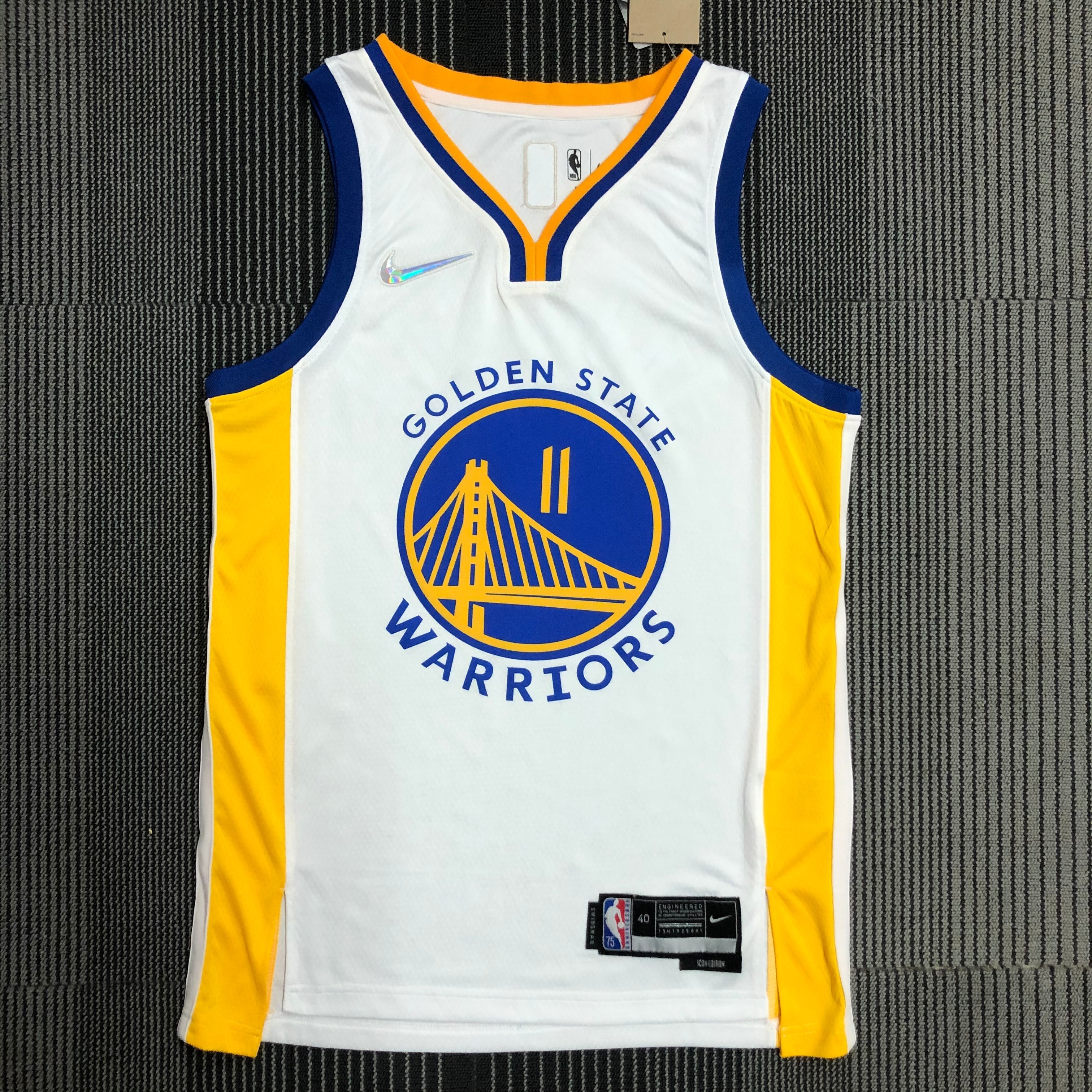 NBA Men 75th Anniversary Golden State Warriors White V-neck #11 THOMPSON Jersey High Quality Name and Number Print - leoleo123123