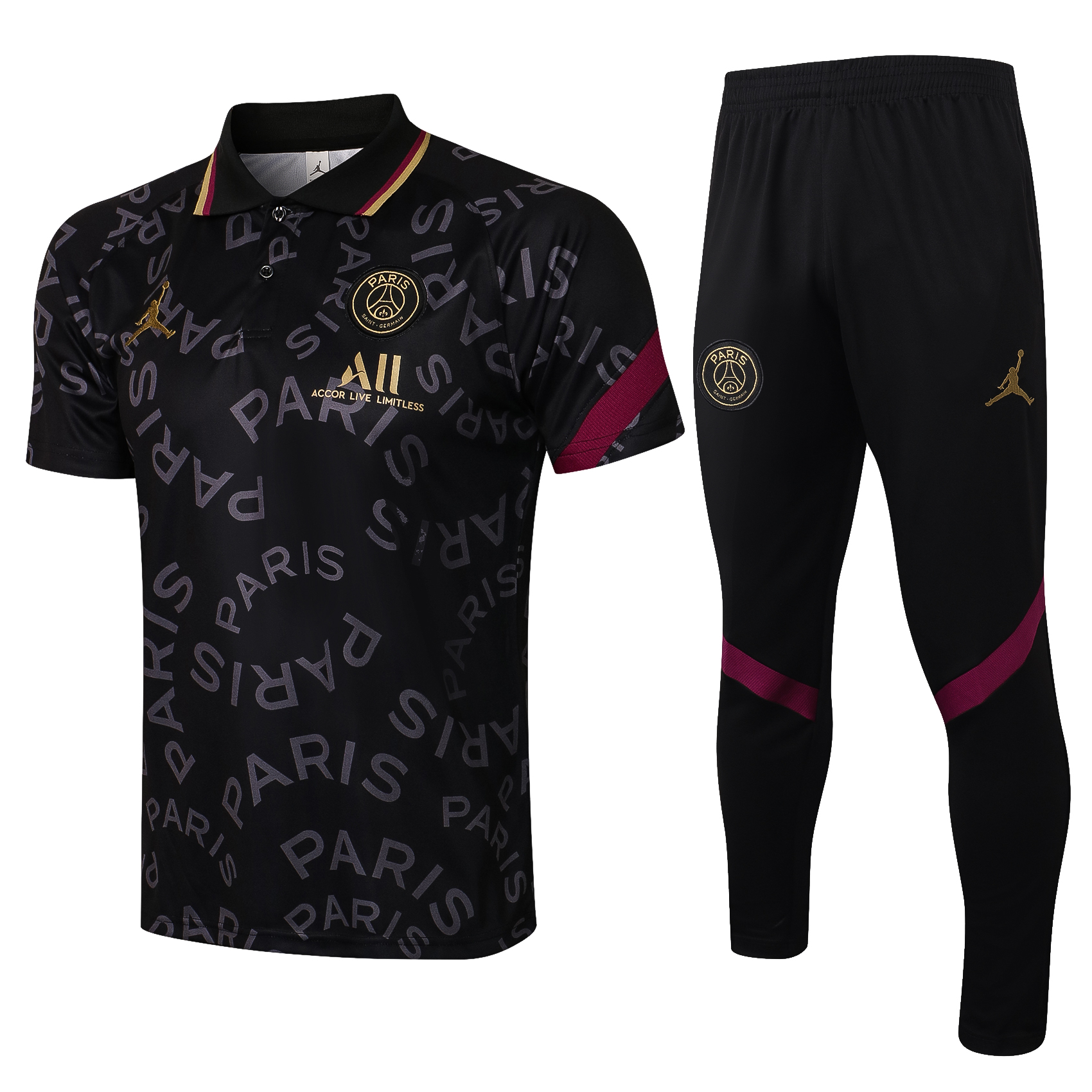 21-22 PSG Jordan Black Polo Training Tracksuit Thai Quality - leoleo123123