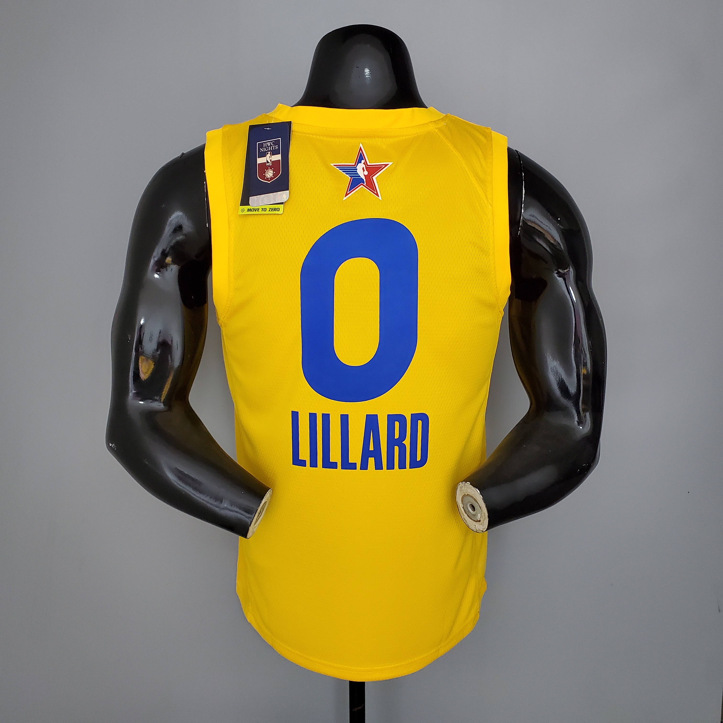 NBA Men 2021 All Star Jerseys Yellow #0 LILLARD Jersey High Quality Name and Number Print - leoleo123123