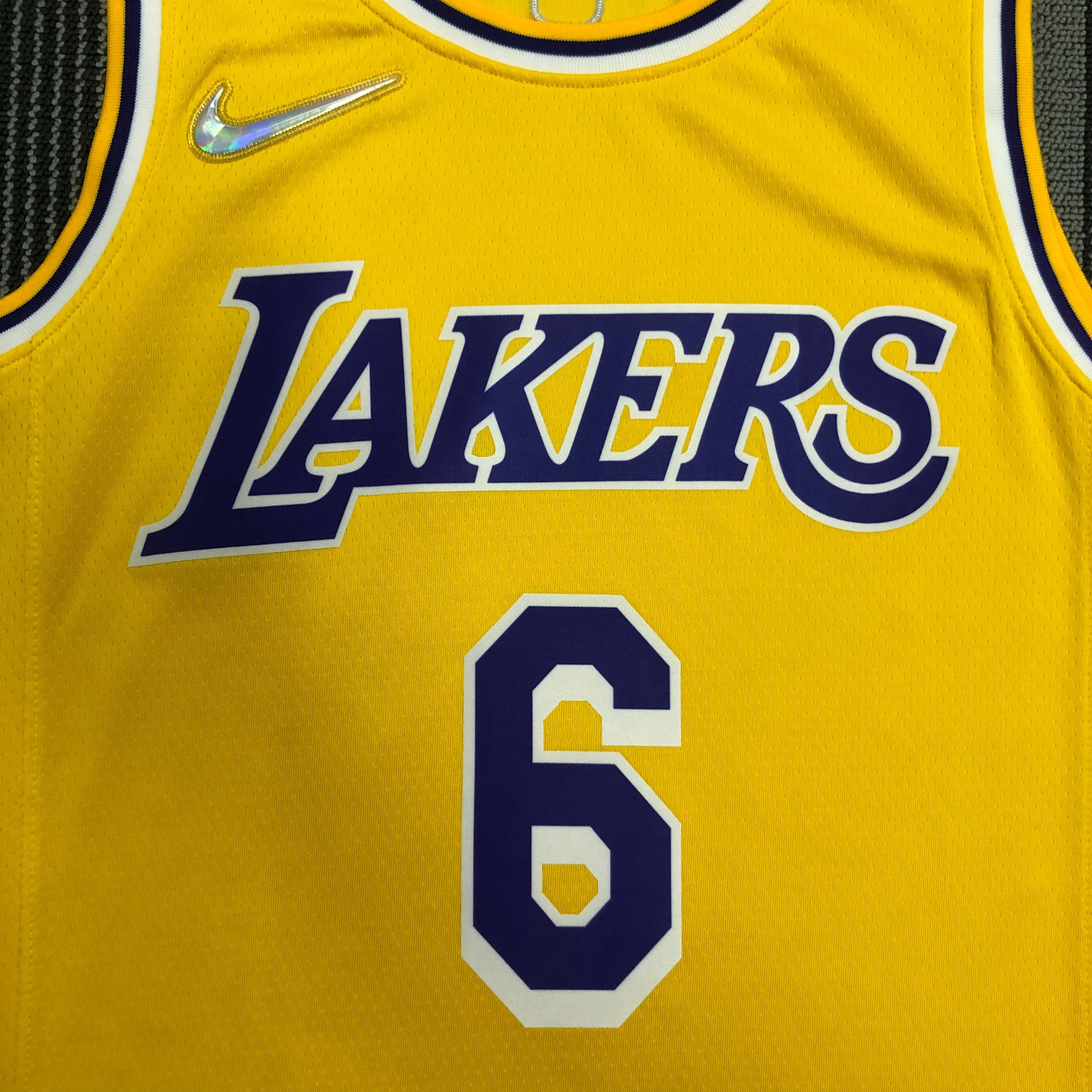 NBA 75th Anniversary Los Angeles Lakers Yellow Round Neck #6 JAMES Jersey High Quality Name and Number Print - leoleo123123