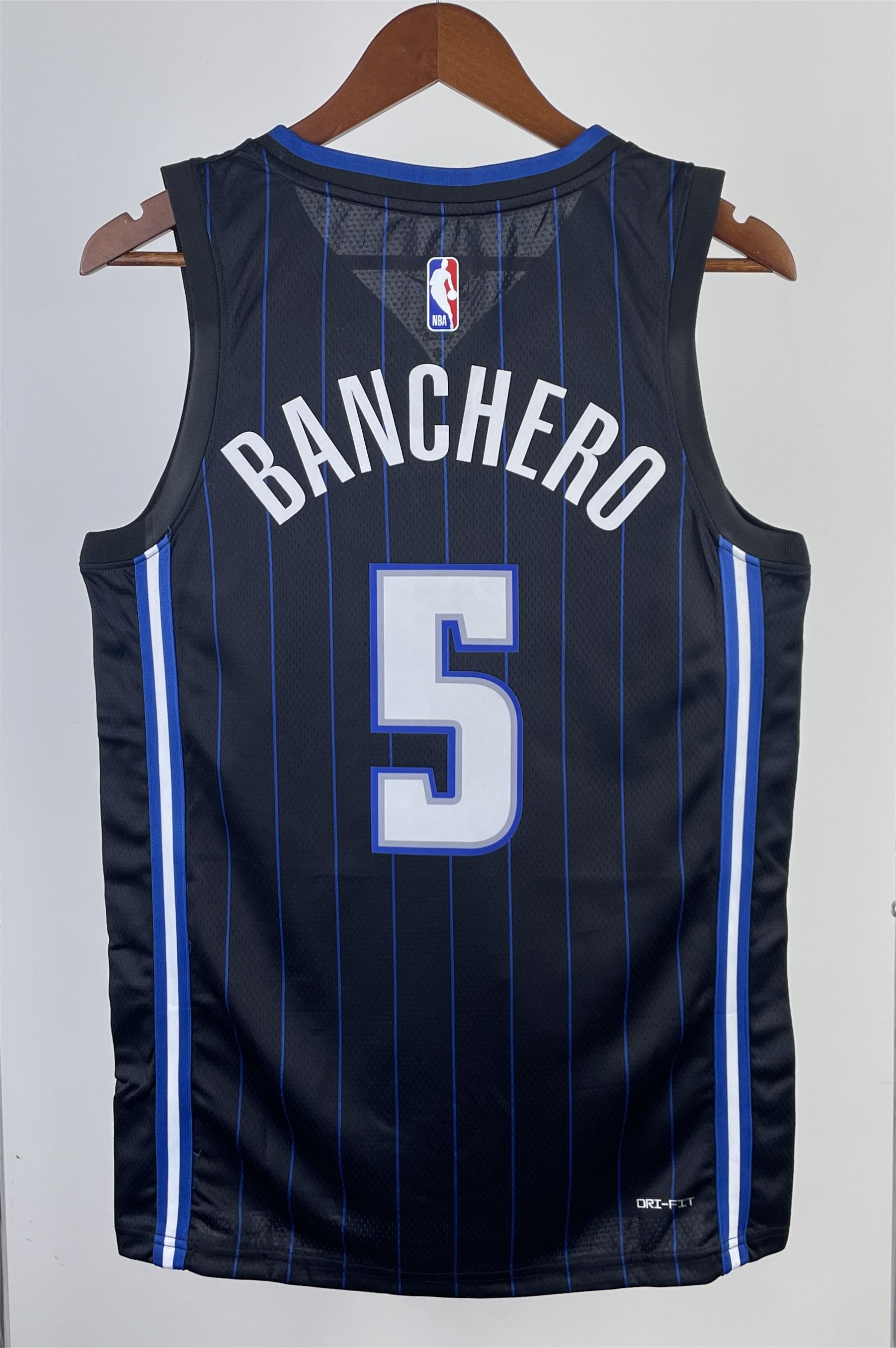 NBA Season 2023 Orlando Magic Black Stripe #5 BANCHERO Jersey High Quality Name and Number Print - leoleo123123