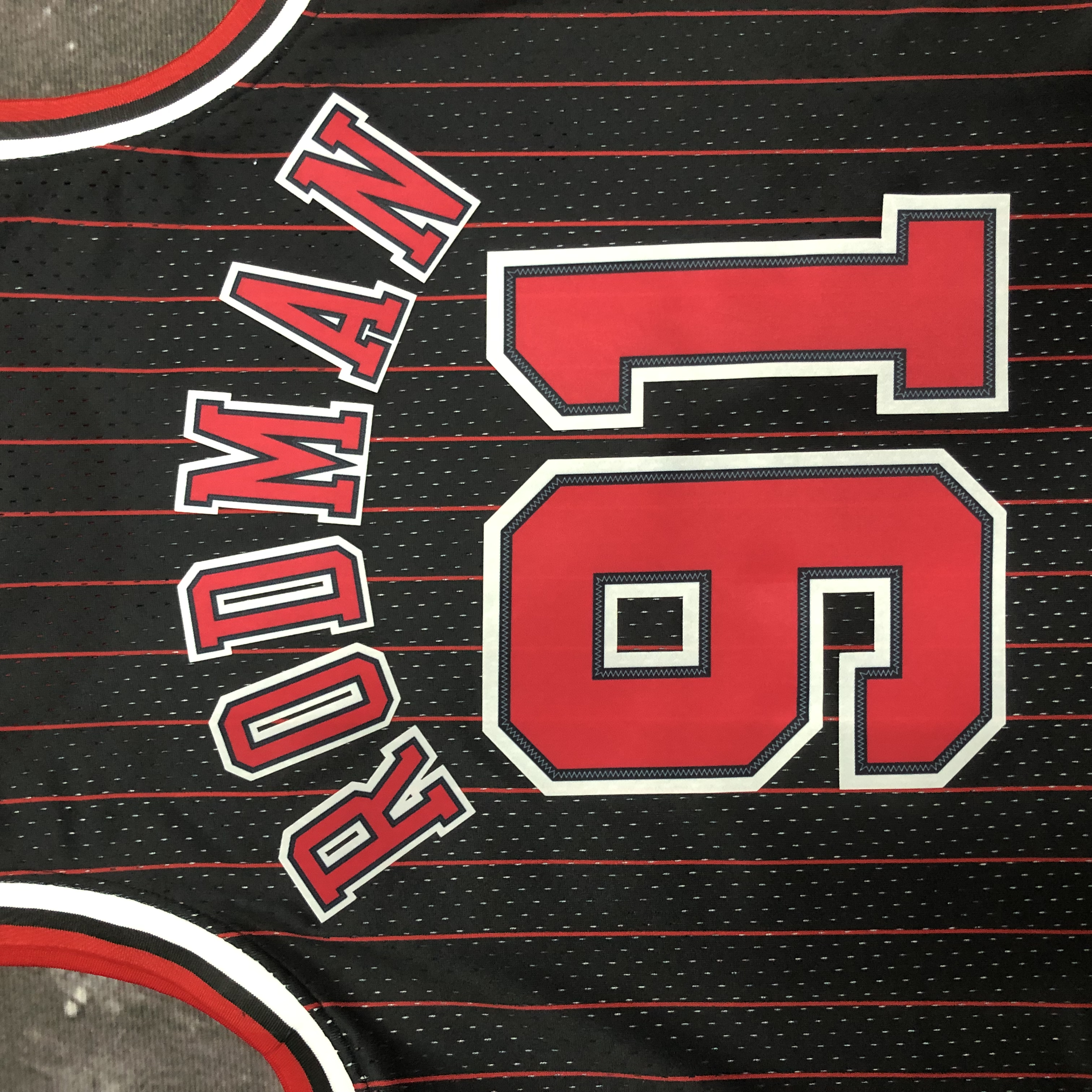 NBA Men Season 1996 Retro Chicago Bulls Black Stripe #91 RODMAN Jersey High Quality Name and Number Print - leoleo123123