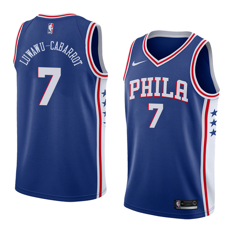NBA Men Philadelphia 76ers Blue #7 LUWAWU-CABARROT Jersey High Quality Name and Number Print - leoleo123123
